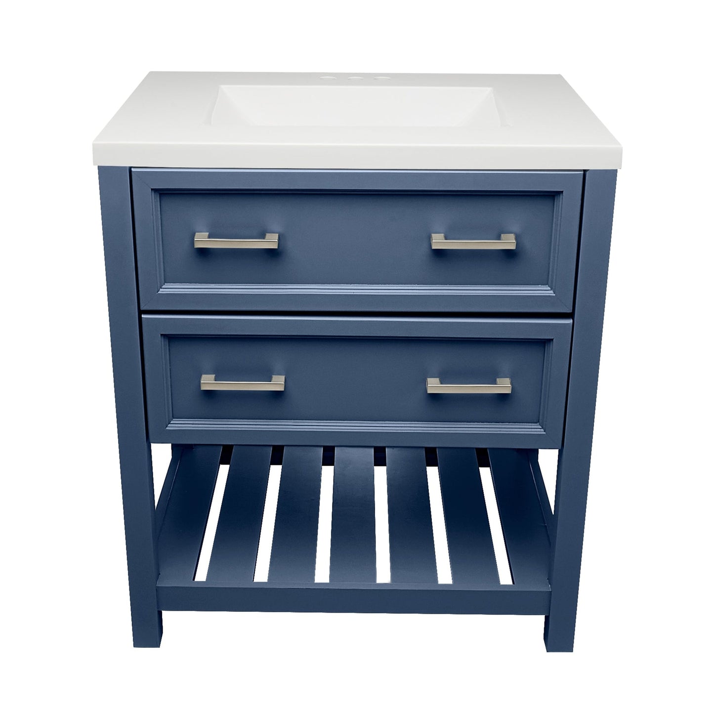 Ella's Bubbles Tremblant 31" Navy Blue Bathroom Vanity With White Cultured Marble Top and Sink