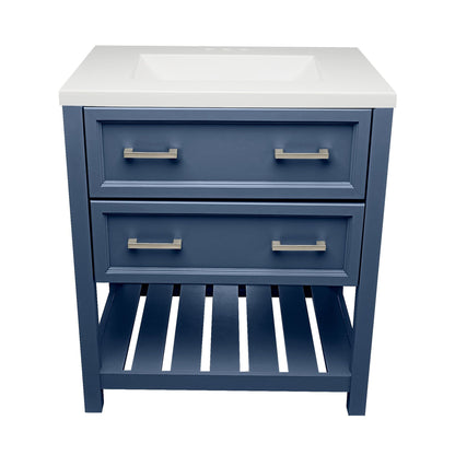 Ella's Bubbles Tremblant 31" Navy Blue Bathroom Vanity With White Cultured Marble Top and Sink