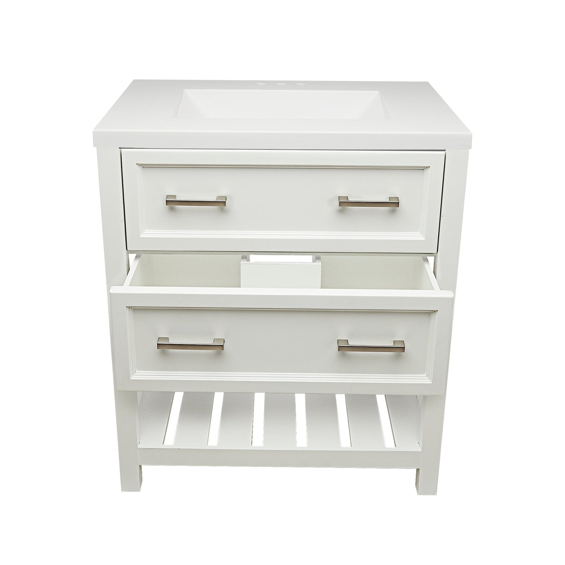 Ella's Bubbles Tremblant 31" White Bathroom Vanity With White Cultured Marble Top and Sink