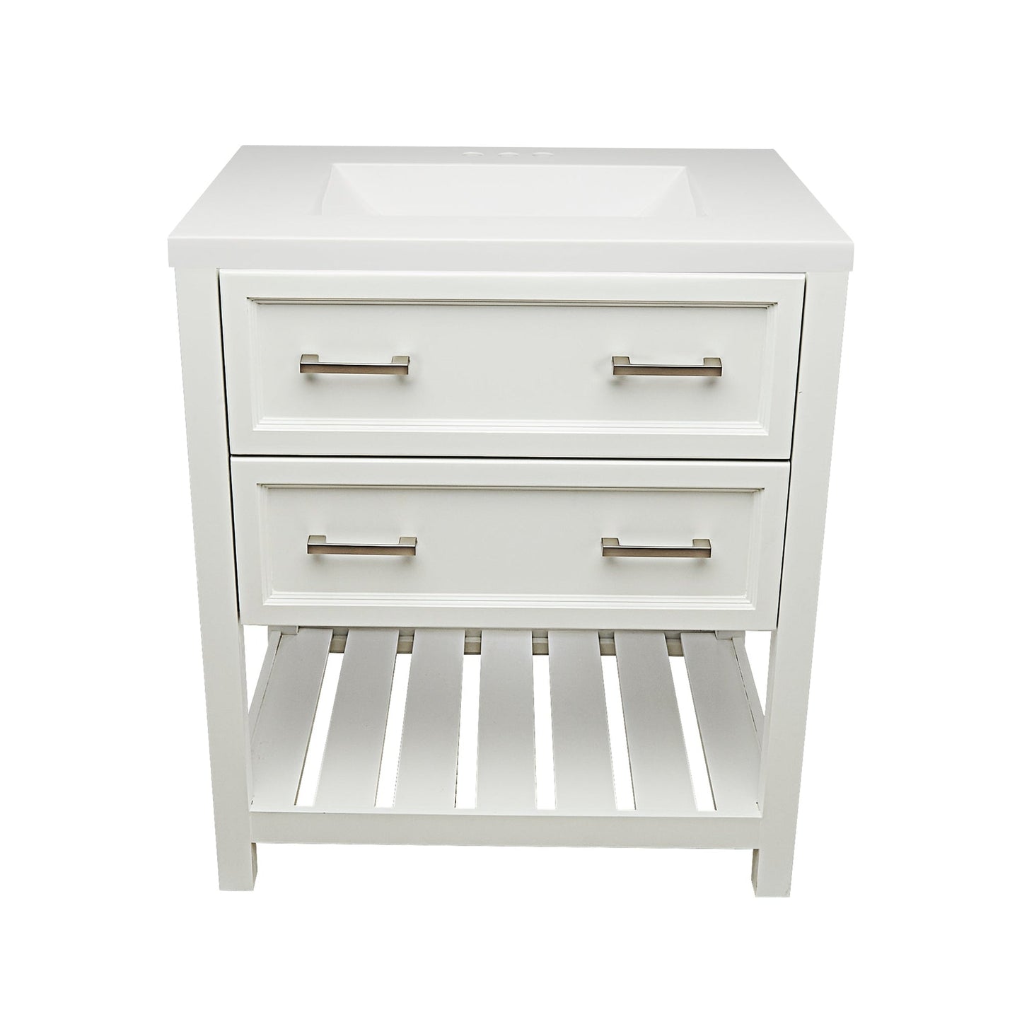Ella's Bubbles Tremblant 31" White Bathroom Vanity With White Cultured Marble Top and Sink