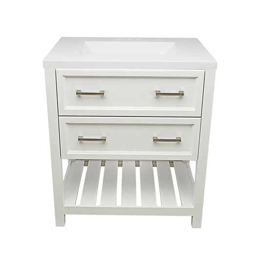 Ella's Bubbles Tremblant 31" White Bathroom Vanity With White Cultured Marble Top and Sink