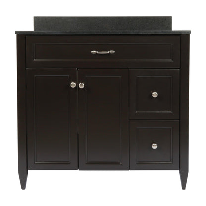 Ella’s Bubbles Vail 37" Espresso Bathroom Vanity With Galaxy Black Quartz Stone Top With Backsplash and Sink