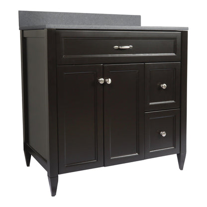 Ella’s Bubbles Vail 37" Espresso Bathroom Vanity With Galaxy Gray Quartz Stone Top With Backsplash and Sink