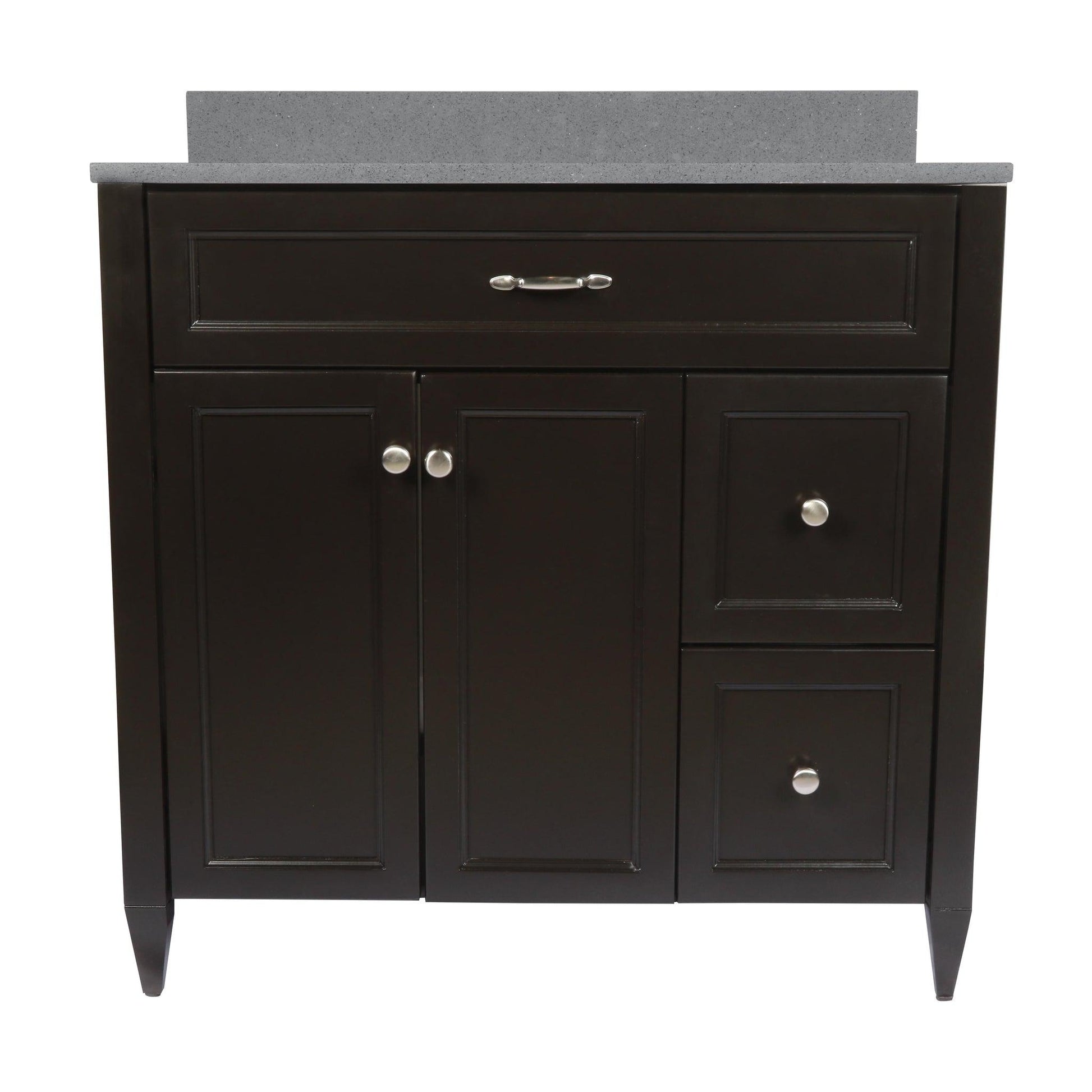 Ella’s Bubbles Vail 37" Espresso Bathroom Vanity With Galaxy Gray Quartz Stone Top With Backsplash and Sink