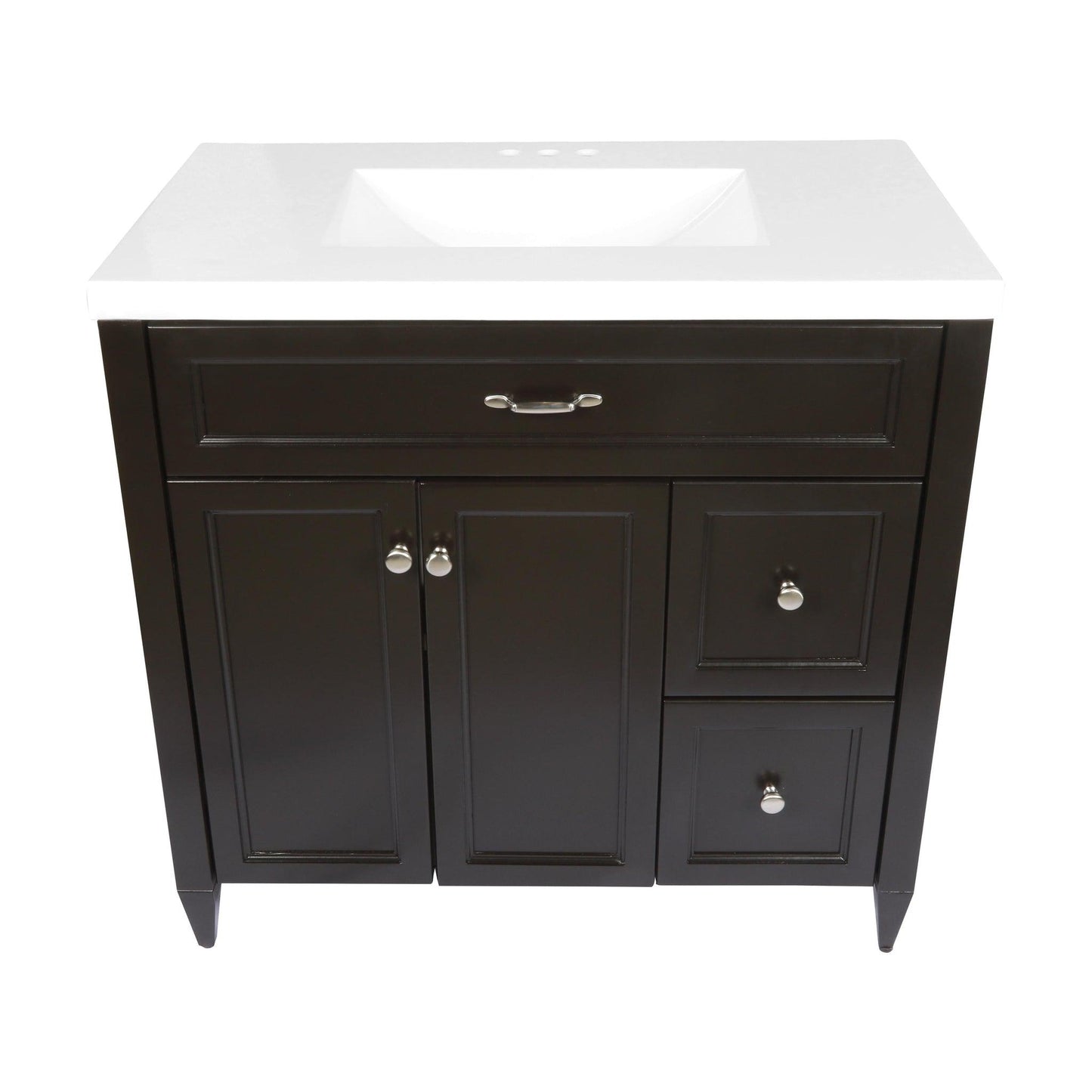 Ella’s Bubbles Vail 37" Espresso Bathroom Vanity With White Cultured Marble Top and Sink