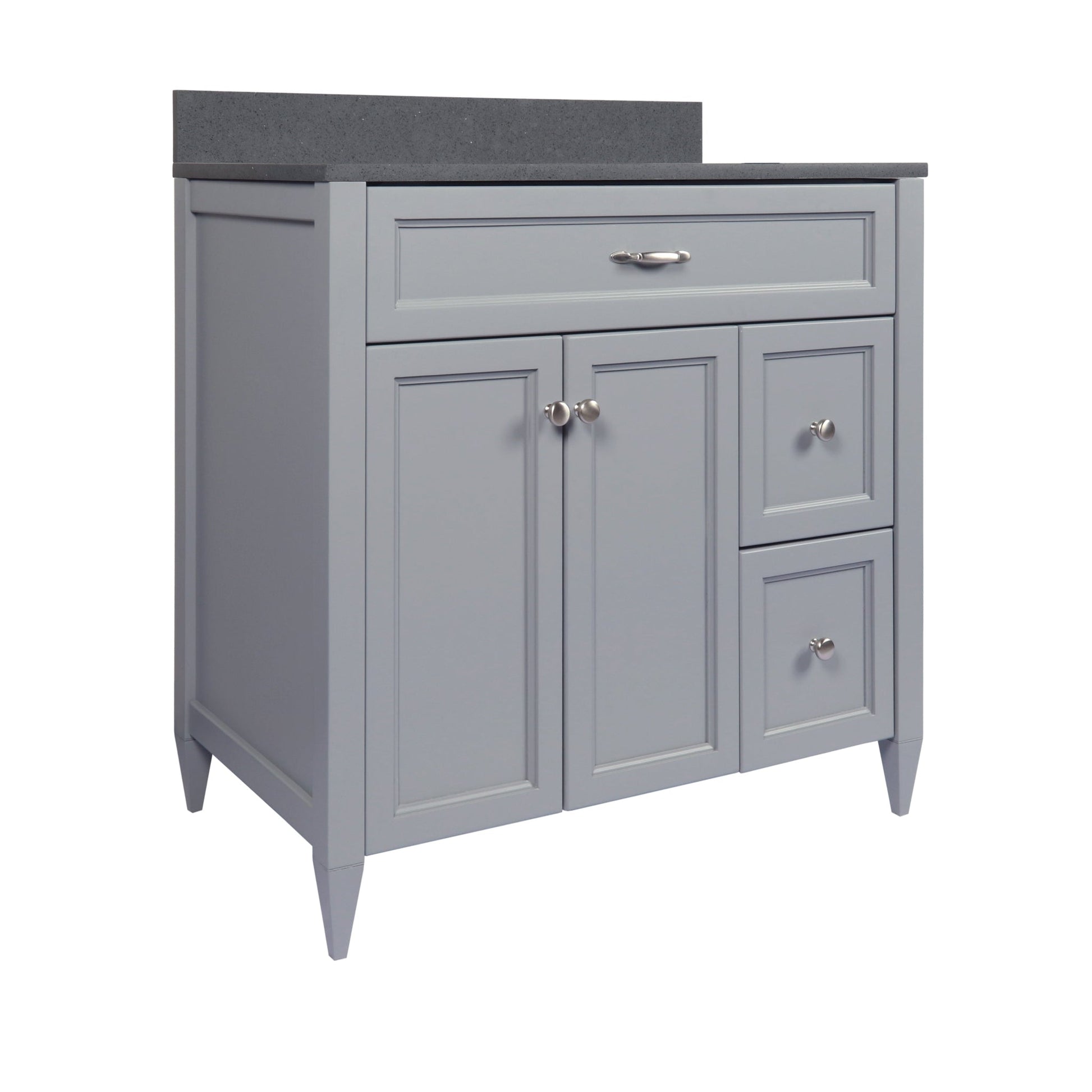 Ella’s Bubbles Vail 37" Gray Bathroom Vanity With Galaxy Gray Quartz Stone Top With Backsplash and Sink