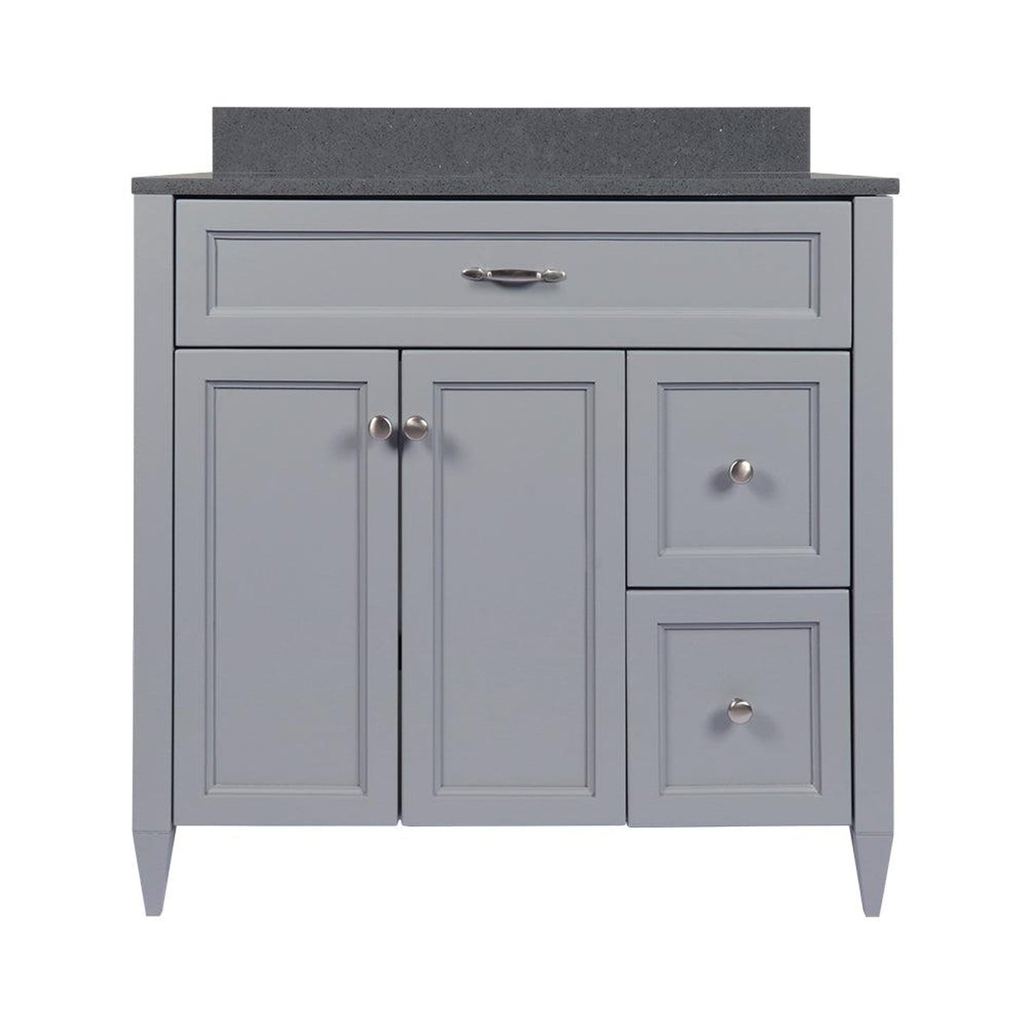 Ella’s Bubbles Vail 37" Gray Bathroom Vanity With Galaxy Gray Quartz Stone Top With Backsplash and Sink