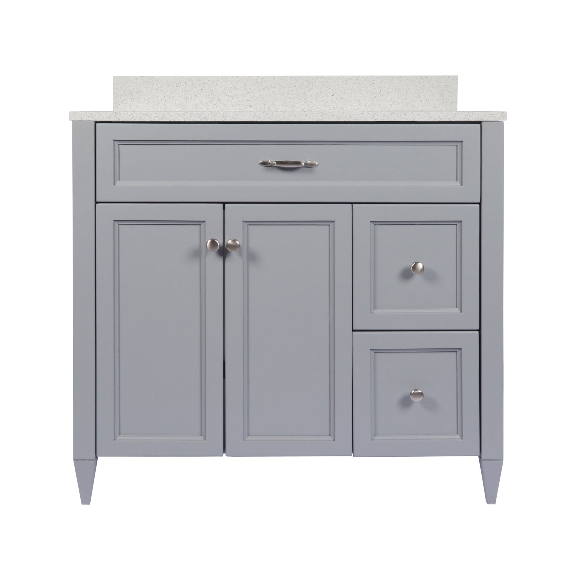 Ella’s Bubbles Vail 37" Gray Bathroom Vanity With Galaxy White Quartz Stone Top With Backsplash and Sink