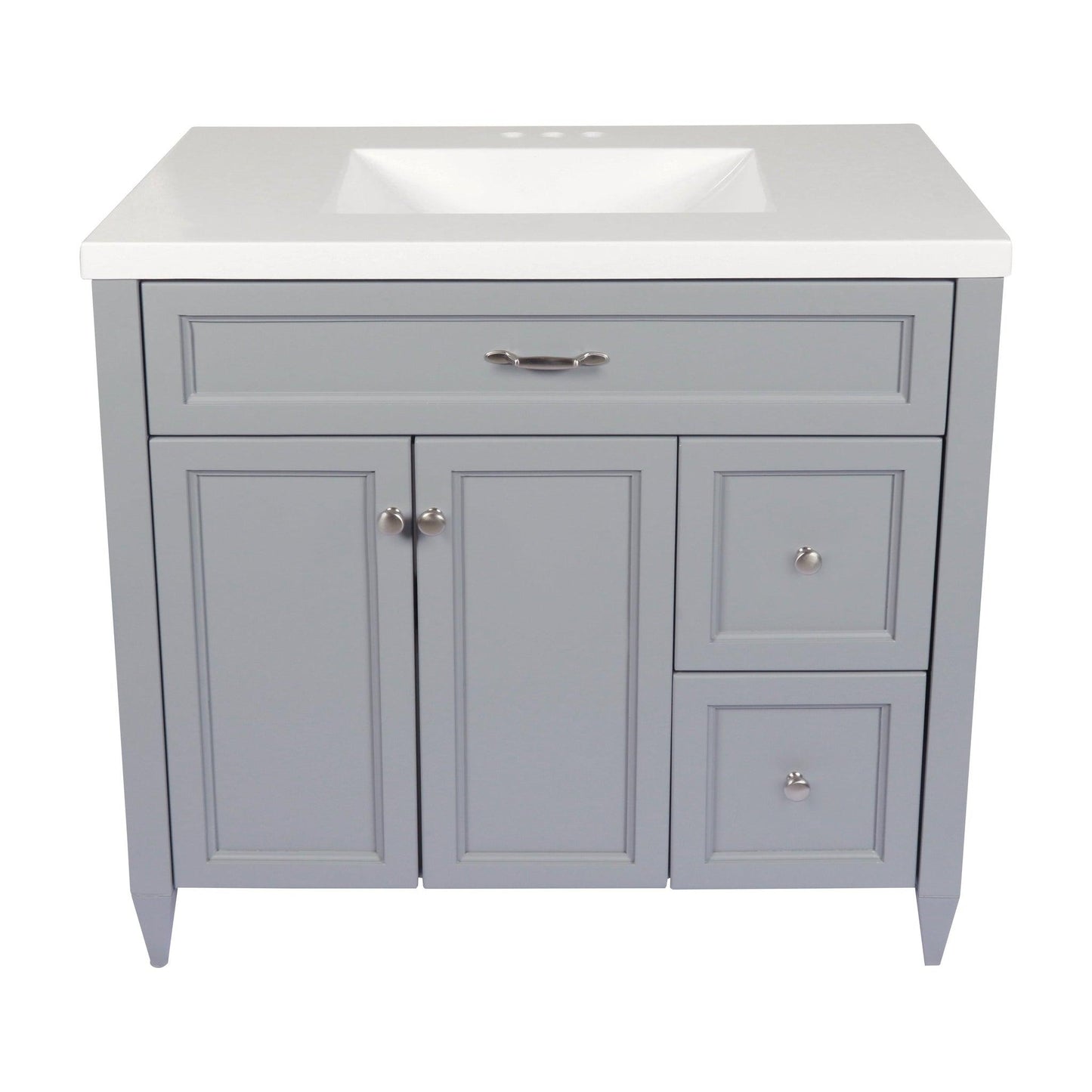 Ella’s Bubbles Vail 37" Gray Bathroom Vanity With White Cultured Marble Top and Sink