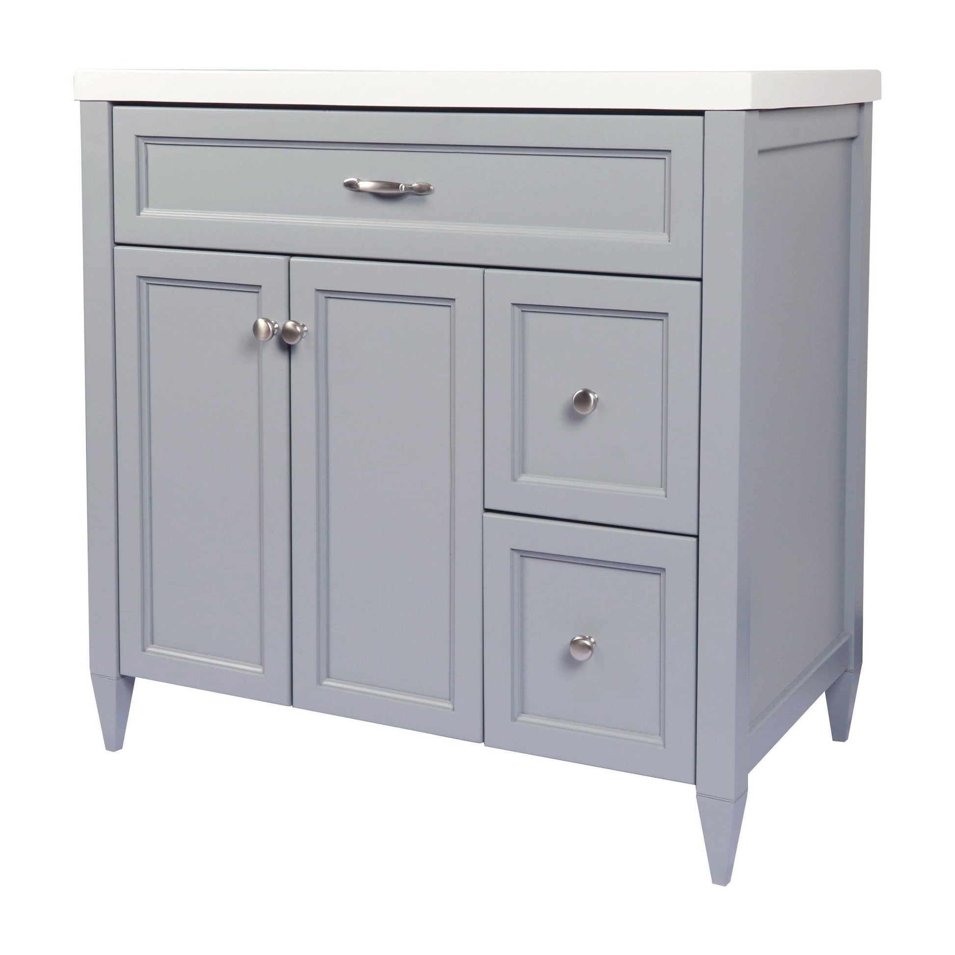 Ella’s Bubbles Vail 37" Gray Bathroom Vanity With White Cultured Marble Top and Sink