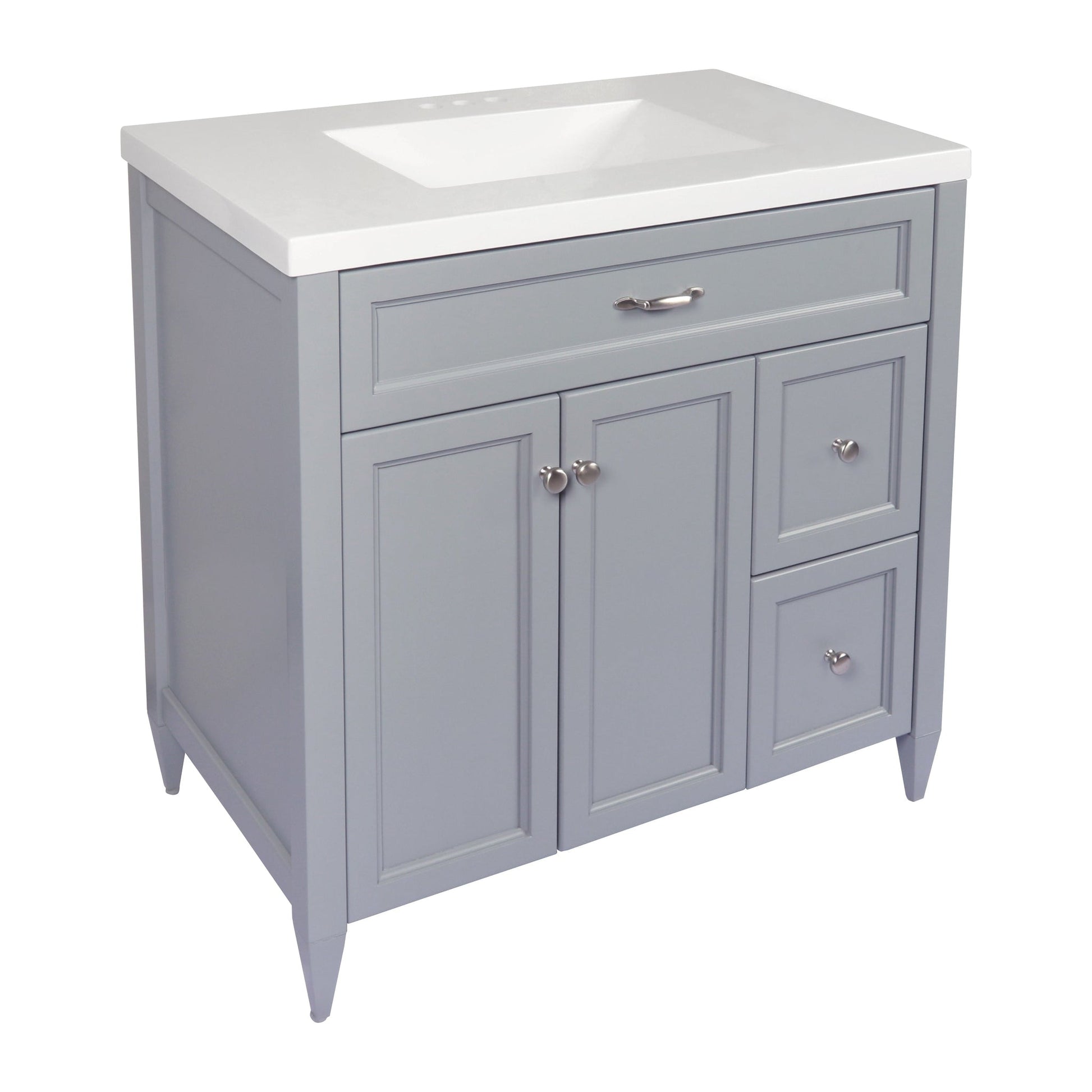 Ella’s Bubbles Vail 37" Gray Bathroom Vanity With White Cultured Marble Top and Sink