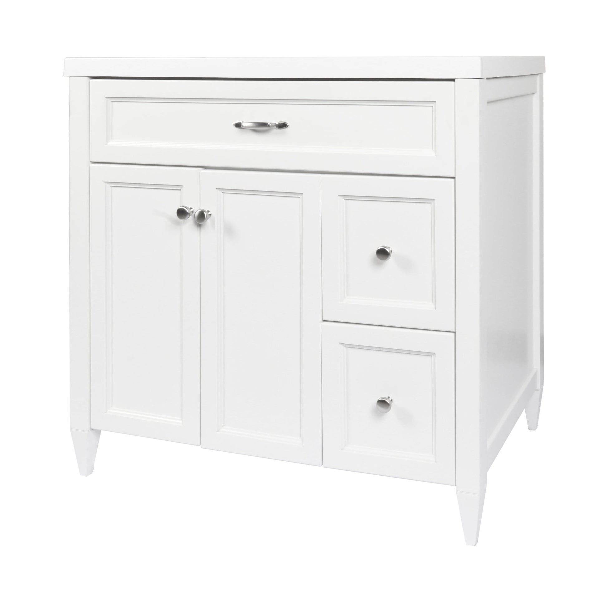 Ella’s Bubbles Vail 37" White Bathroom Vanity With White Cultured Marble Top and Sink