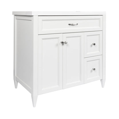 Ella’s Bubbles Vail 37" White Bathroom Vanity With White Cultured Marble Top and Sink