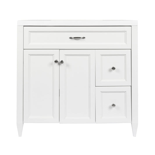 Ella’s Bubbles Vail 37" White Bathroom Vanity With White Cultured Marble Top and Sink
