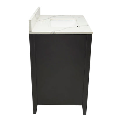 Ella's Bubbles Zermatt 31" Espresso Bathroom Vanity With Calacatta White Quartz Stone Top With Backsplash and Sink