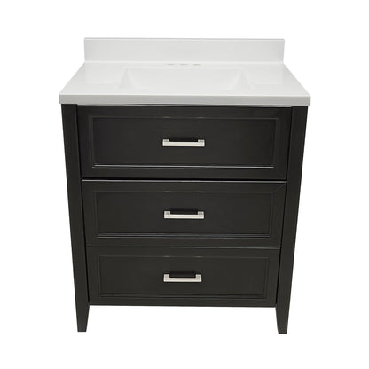 Ella's Bubbles Zermatt 31" Espresso Bathroom Vanity With White Cultured Marble Top With White Backsplash and Sink