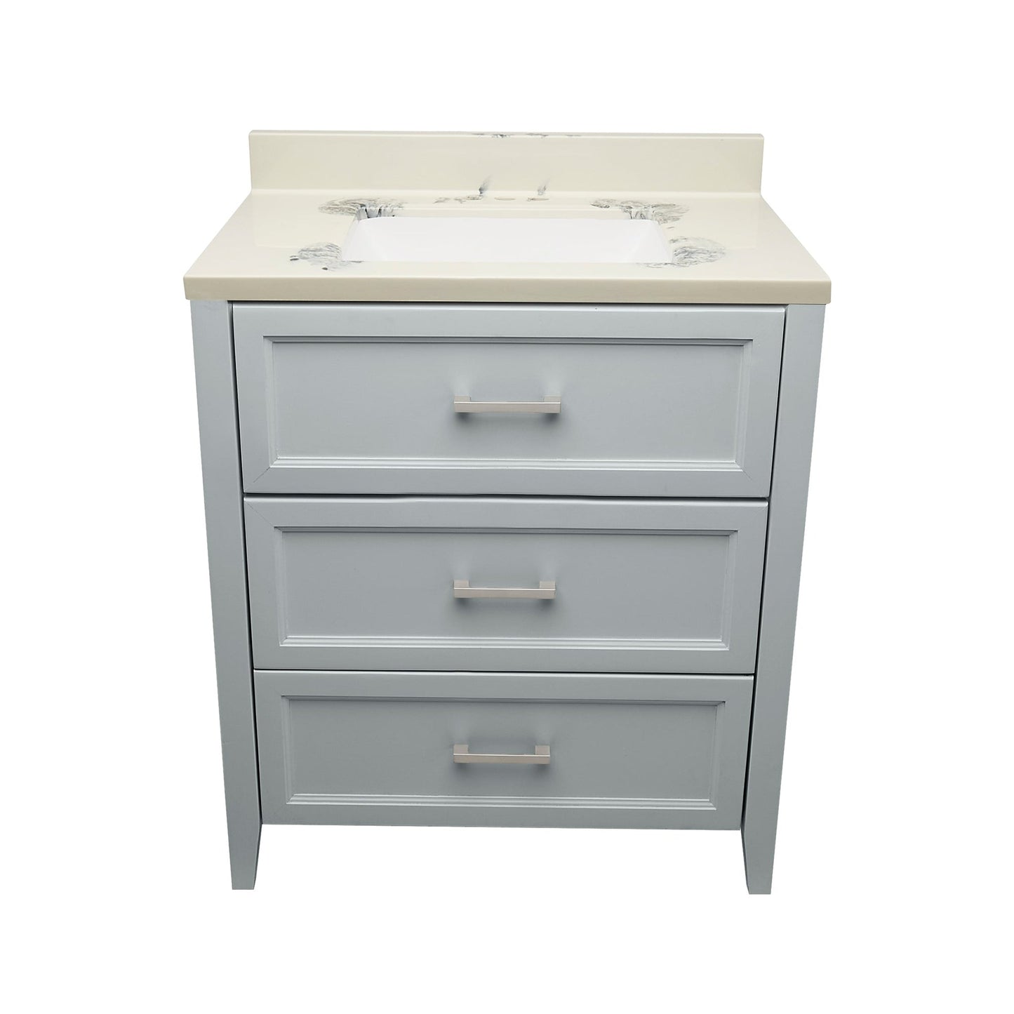 Ella's Bubbles Zermatt 31" Gray Bathroom Vanity With Carrara White Cultured Marble Top With Backsplash and Sink