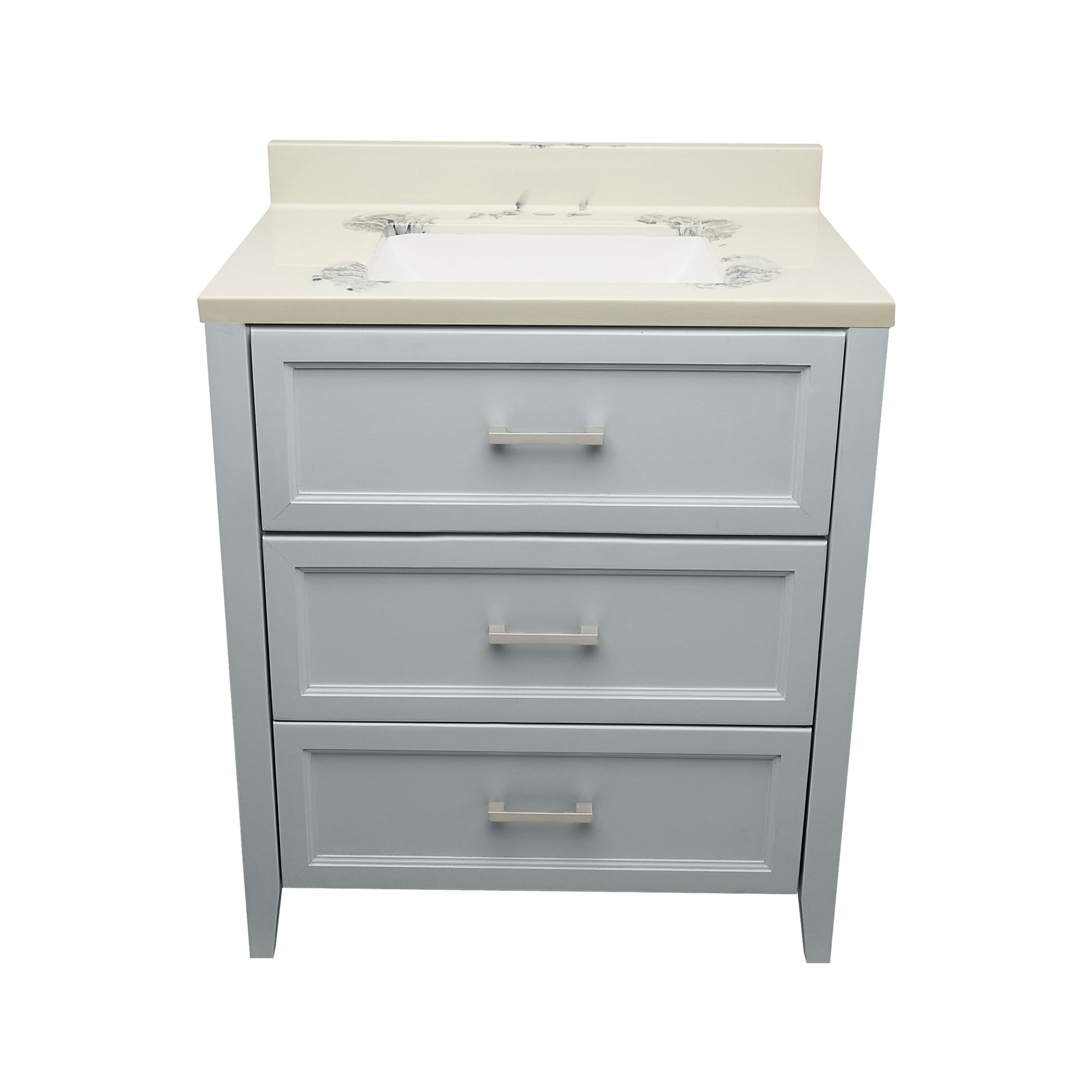 Ella's Bubbles Zermatt 31" Gray Bathroom Vanity With Carrara White Cultured Marble Top With Backsplash and Sink