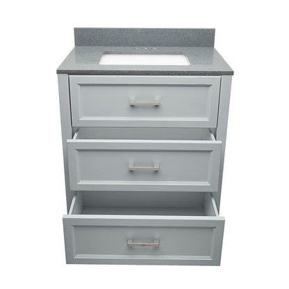 Ella's Bubbles Zermatt 31" Gray Bathroom Vanity With Galaxy Gray Quartz Stone Top With Backsplash and Sink