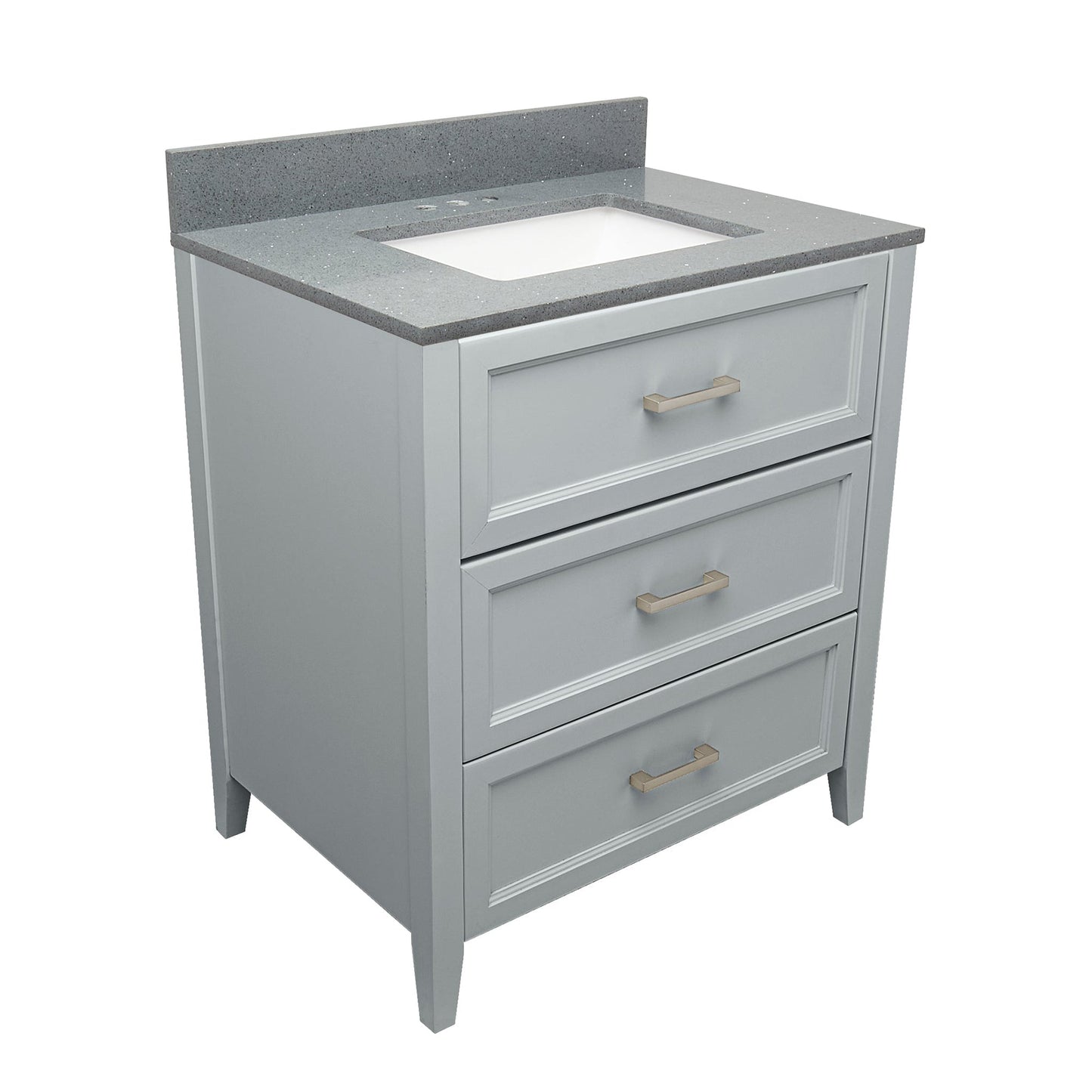 Ella's Bubbles Zermatt 31" Gray Bathroom Vanity With Galaxy Gray Quartz Stone Top With Backsplash and Sink