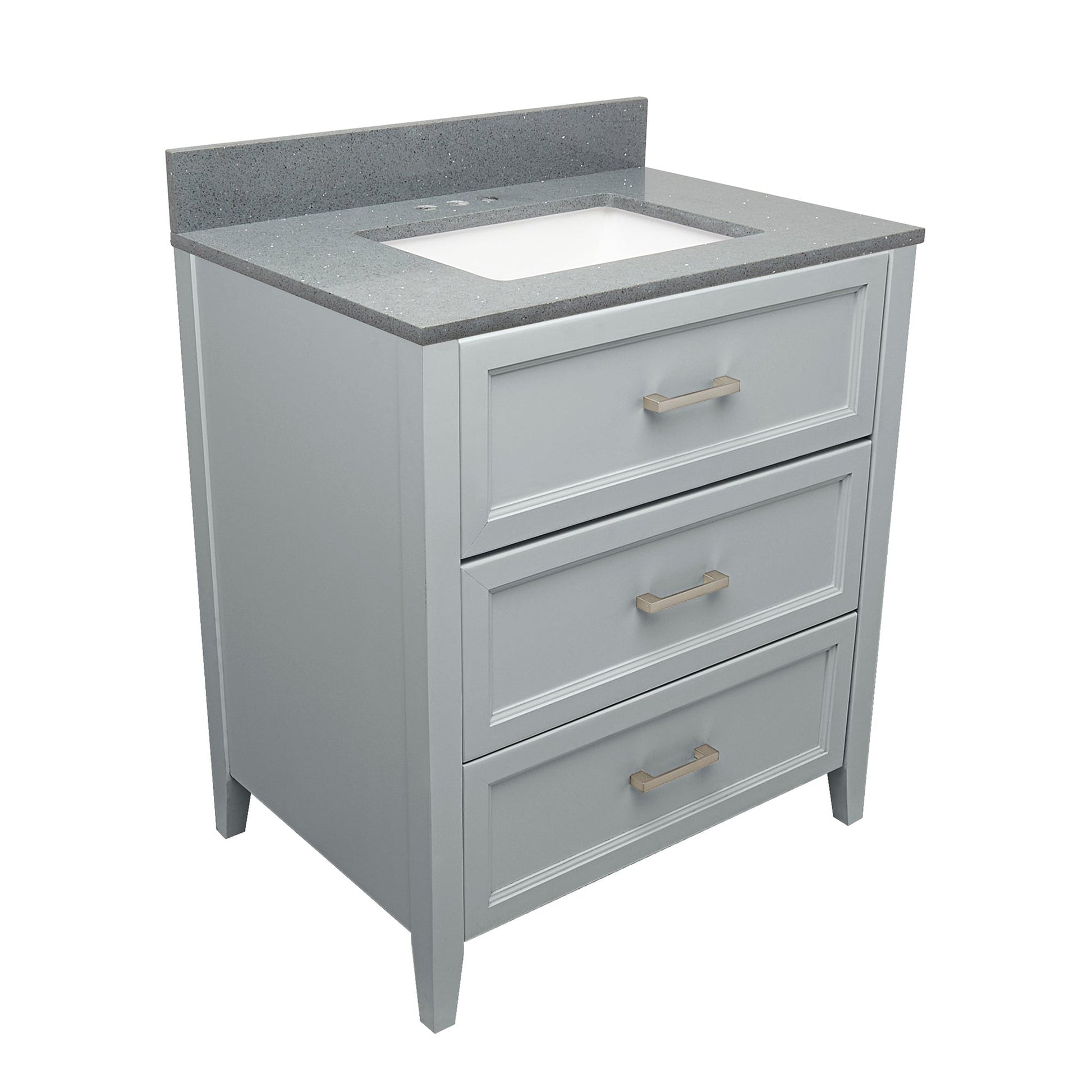 Ella's Bubbles Zermatt 31" Gray Bathroom Vanity With Galaxy Gray Quartz Stone Top With Backsplash and Sink