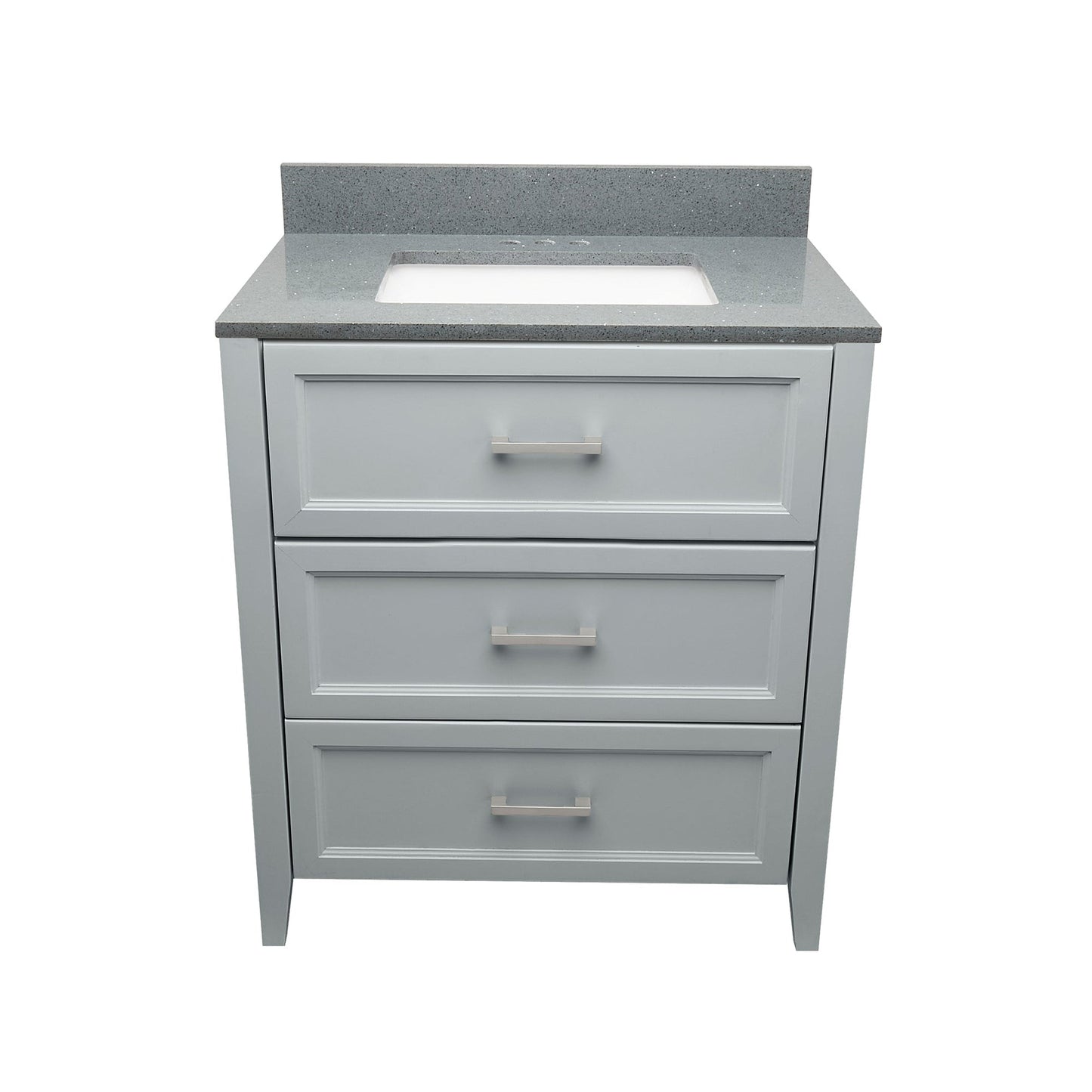Ella's Bubbles Zermatt 31" Gray Bathroom Vanity With Galaxy Gray Quartz Stone Top With Backsplash and Sink