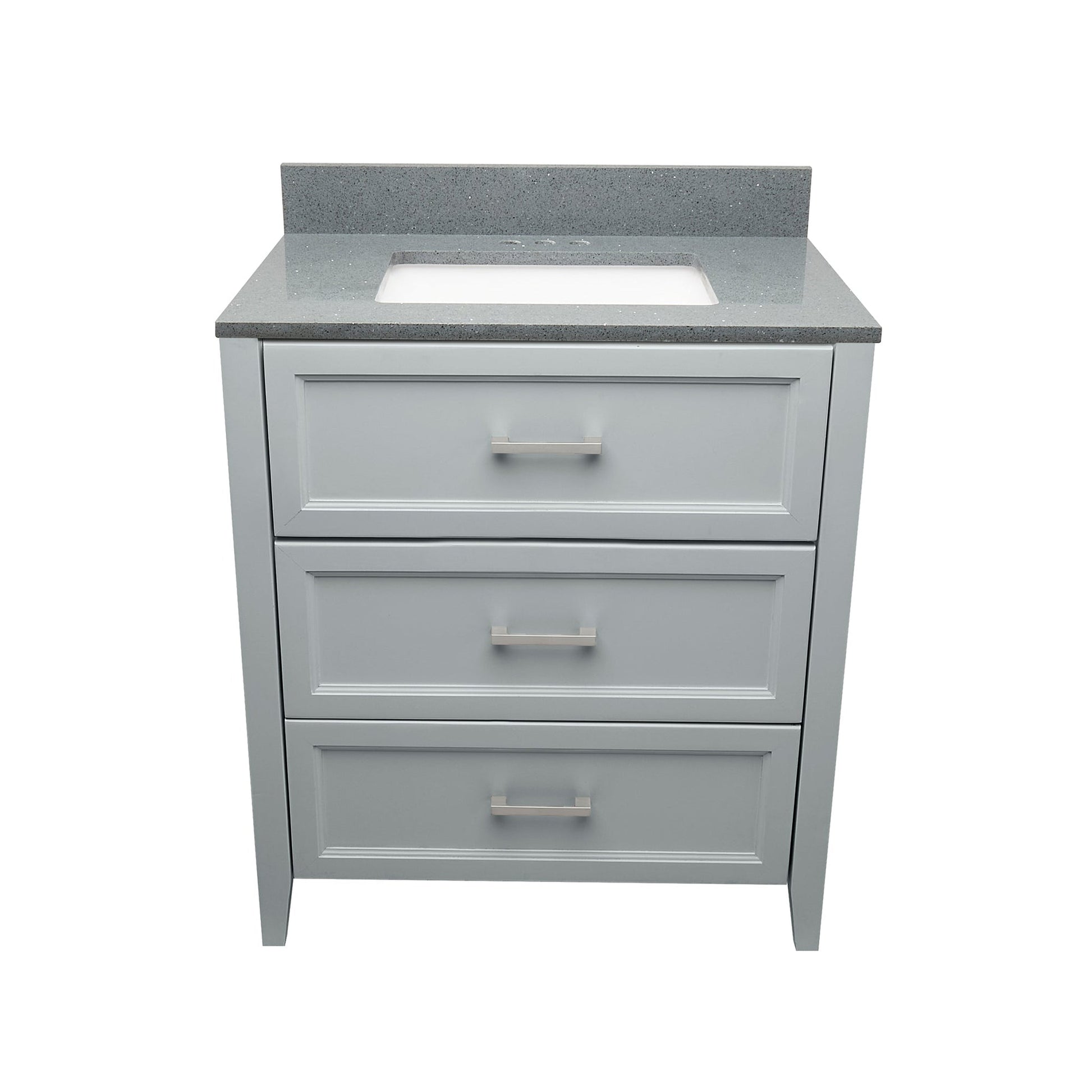 Ella's Bubbles Zermatt 31" Gray Bathroom Vanity With Galaxy Gray Quartz Stone Top With Backsplash and Sink