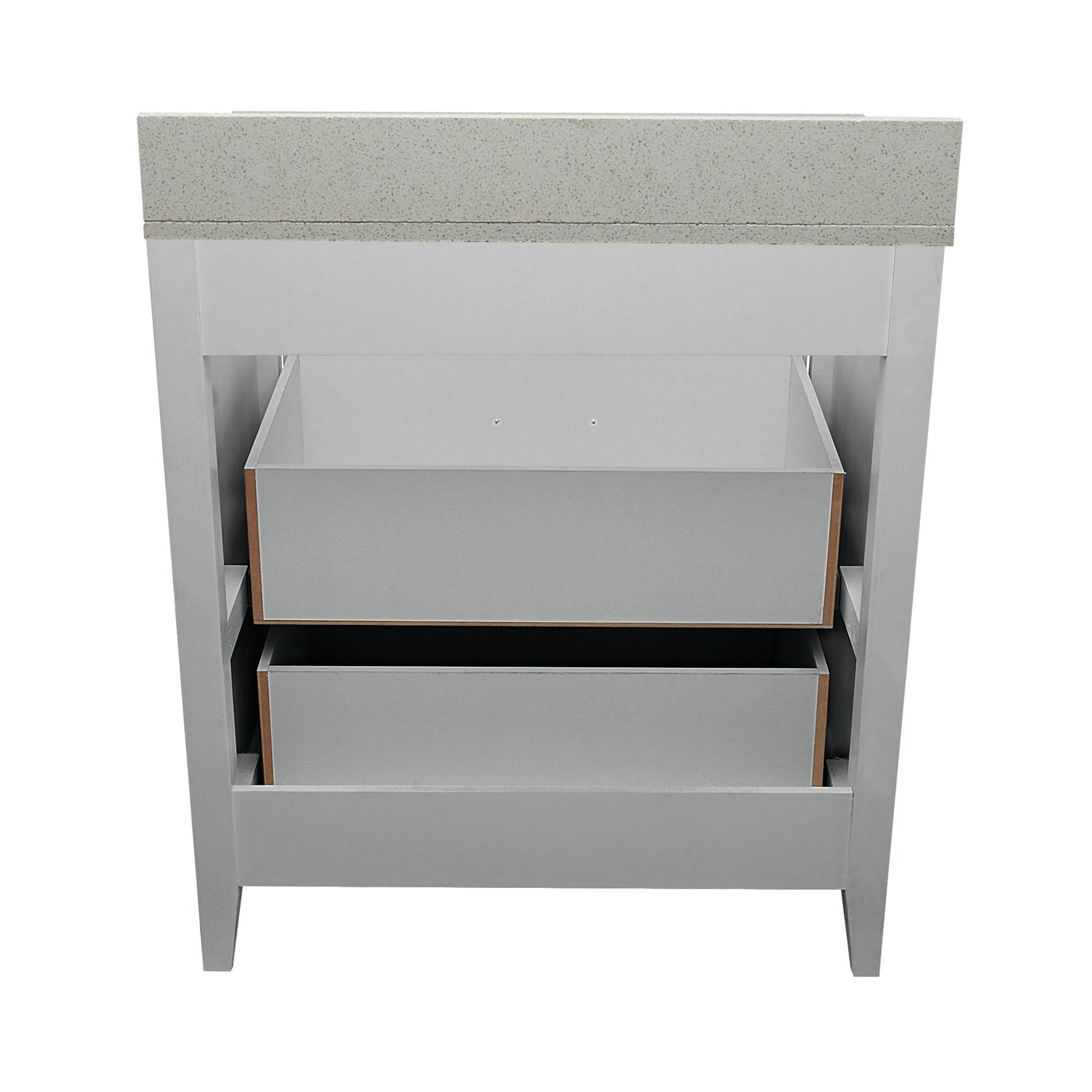 Ella's Bubbles Zermatt 31" Gray Bathroom Vanity With Galaxy White Quartz Stone Top With Backsplash and Sink