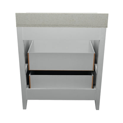 Ella's Bubbles Zermatt 31" Gray Bathroom Vanity With Galaxy White Quartz Stone Top With Backsplash and Sink