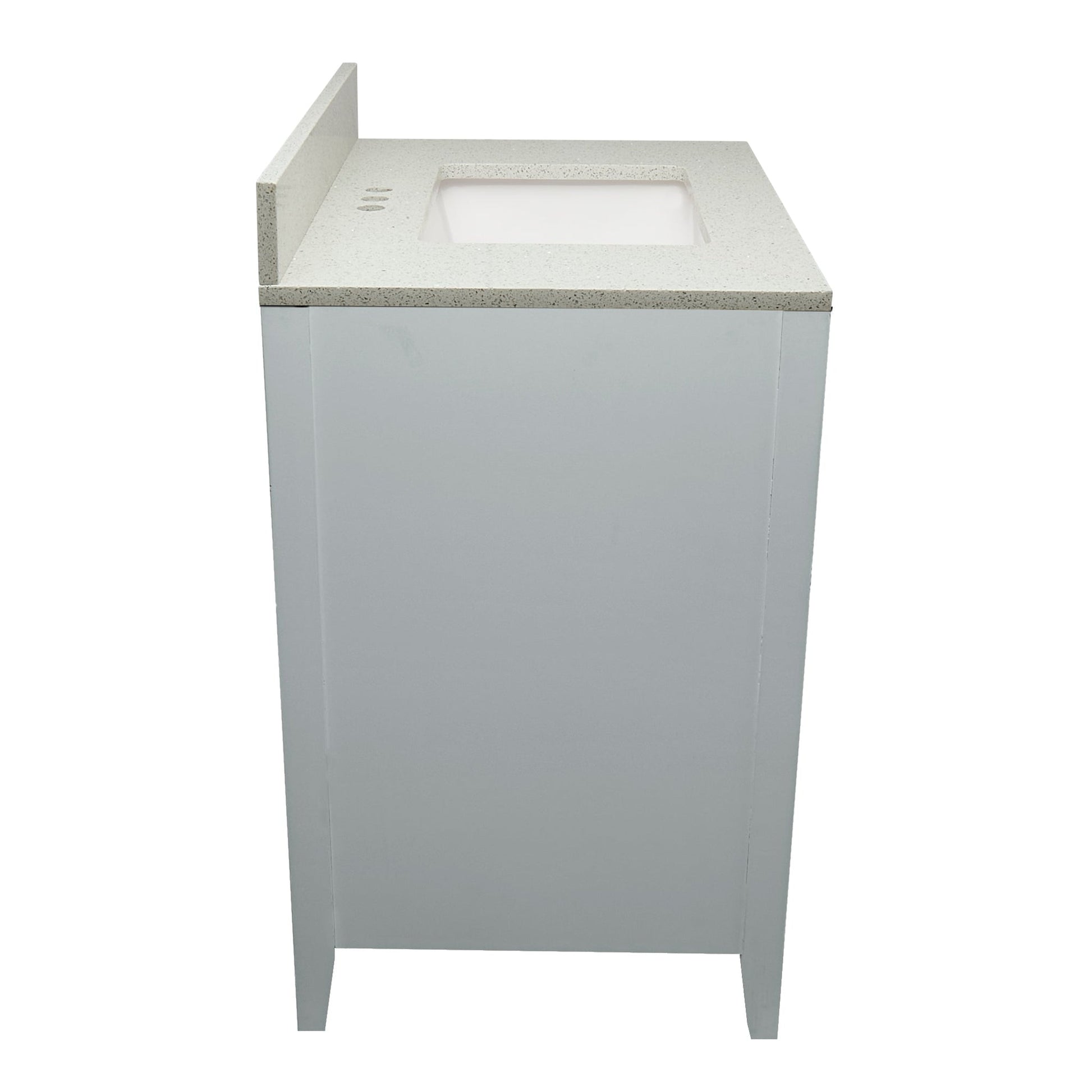 Ella's Bubbles Zermatt 31" Gray Bathroom Vanity With Galaxy White Quartz Stone Top With Backsplash and Sink