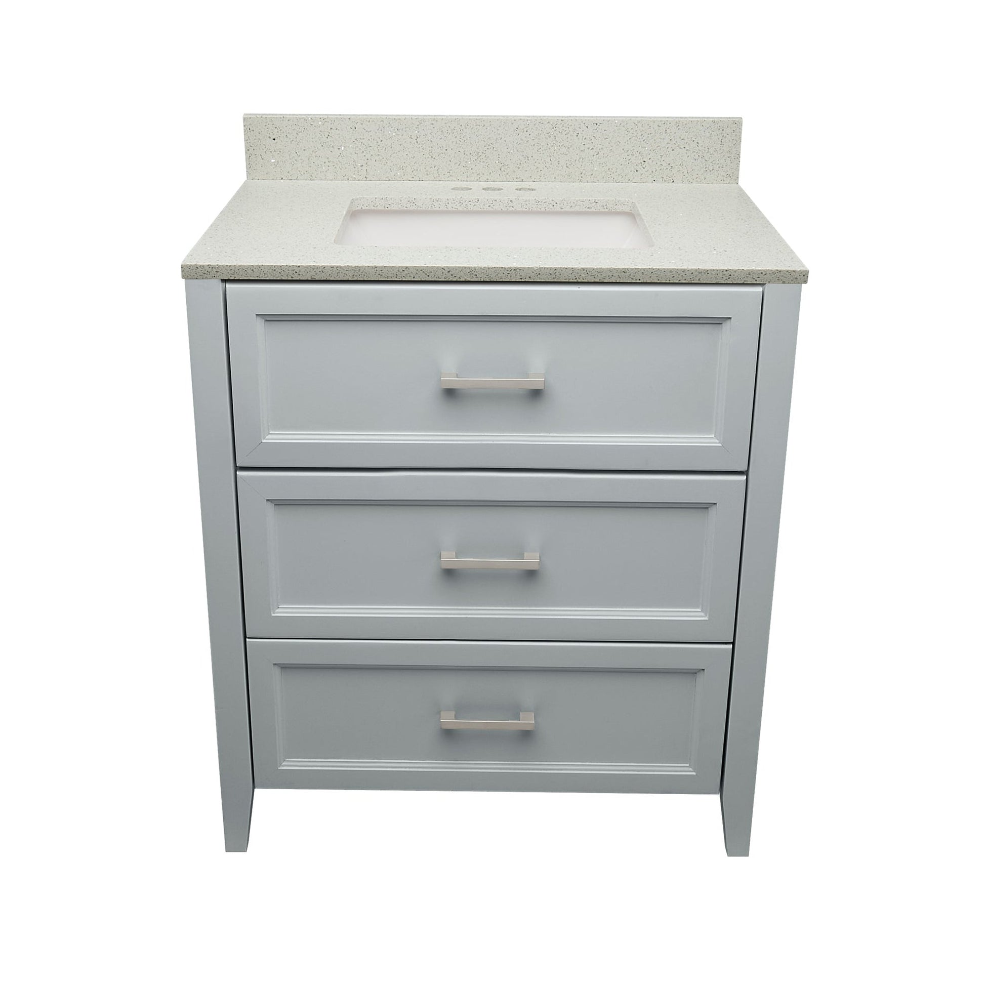 Ella's Bubbles Zermatt 31" Gray Bathroom Vanity With Galaxy White Quartz Stone Top With Backsplash and Sink