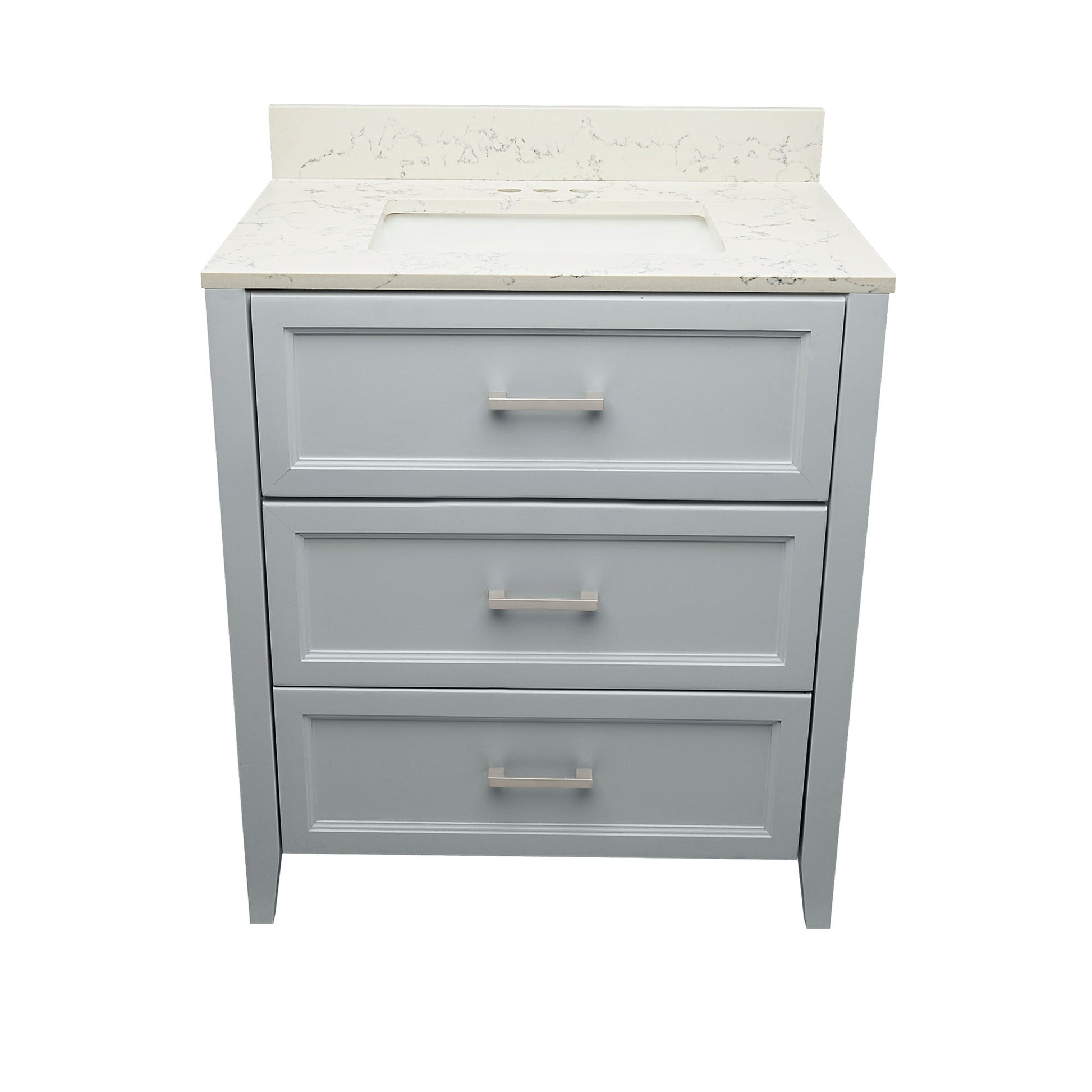 Ella's Bubbles Zermatt 31" Gray Bathroom Vanity With Lyra White Quartz Stone Top With Backsplash and Sink