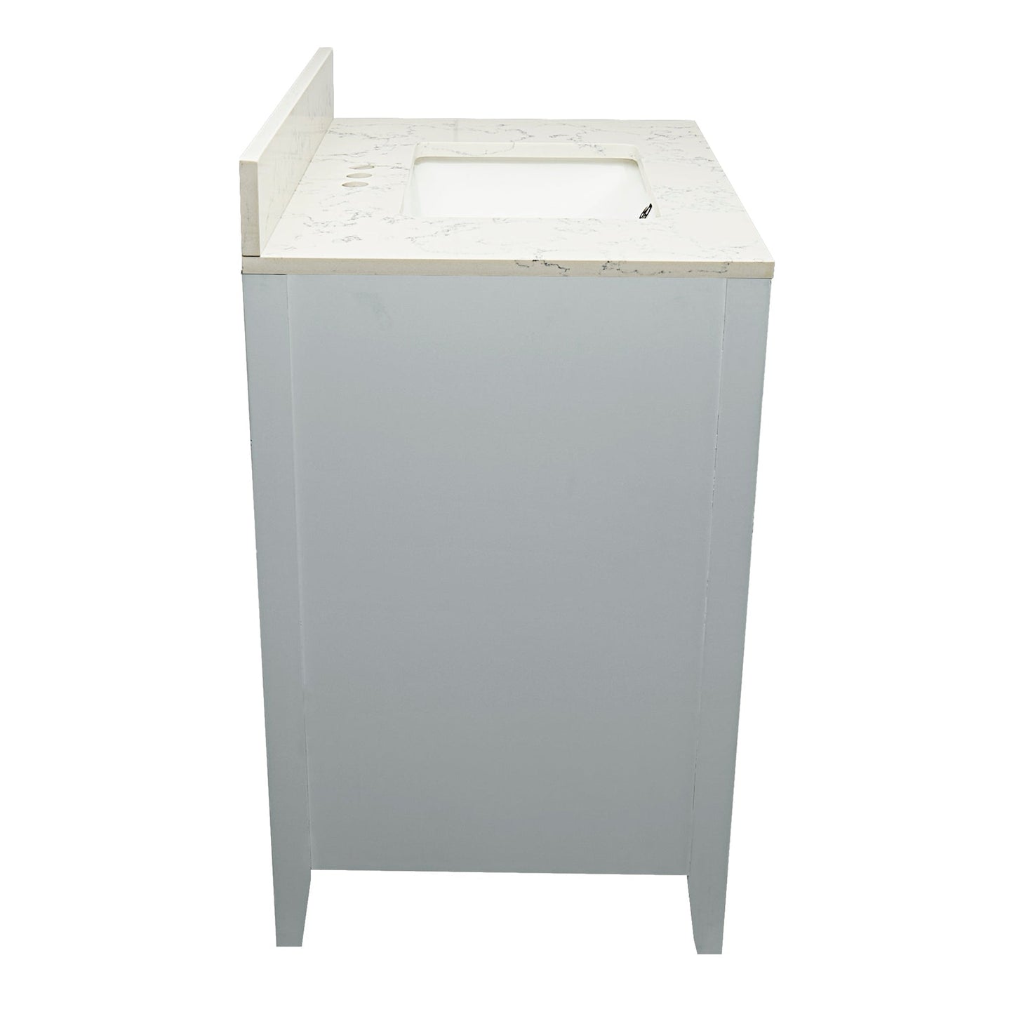 Ella's Bubbles Zermatt 31" Gray Bathroom Vanity With Lyra White Quartz Stone Top With Backsplash and Sink