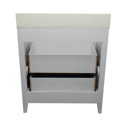 Ella's Bubbles Zermatt 31" Gray Bathroom Vanity With Lyra White Quartz Stone Top With Backsplash and Sink