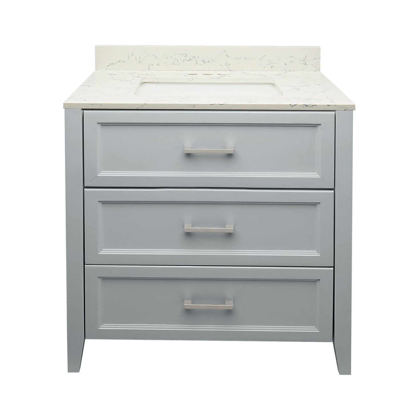 Ella's Bubbles Zermatt 31" Gray Bathroom Vanity With Lyra White Quartz Stone Top With Backsplash and Sink