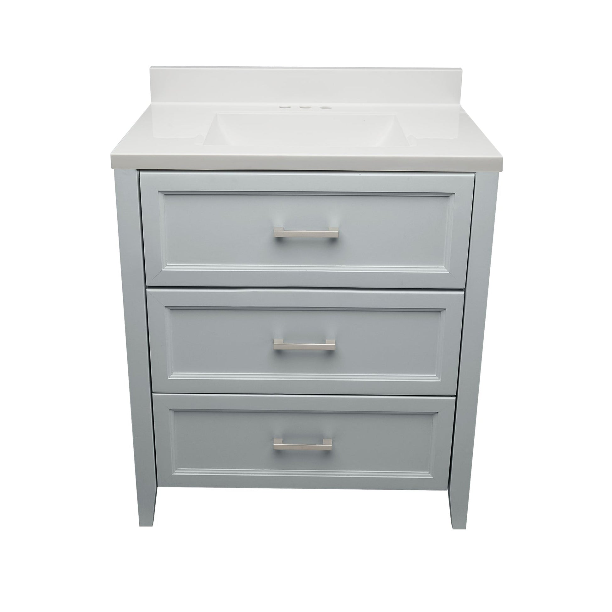 Ella's Bubbles Zermatt 31" Gray Bathroom Vanity With White Cultured Marble Top With White Backsplash and Sink