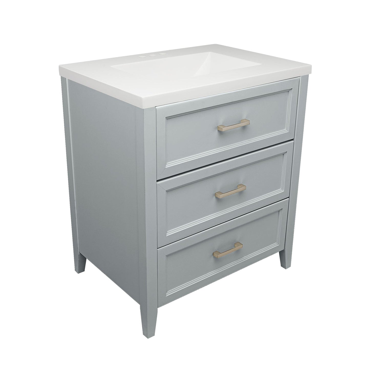 Ella's Bubbles Zermatt 31" Gray Bathroom Vanity With White Cultured Marble Top and Sink