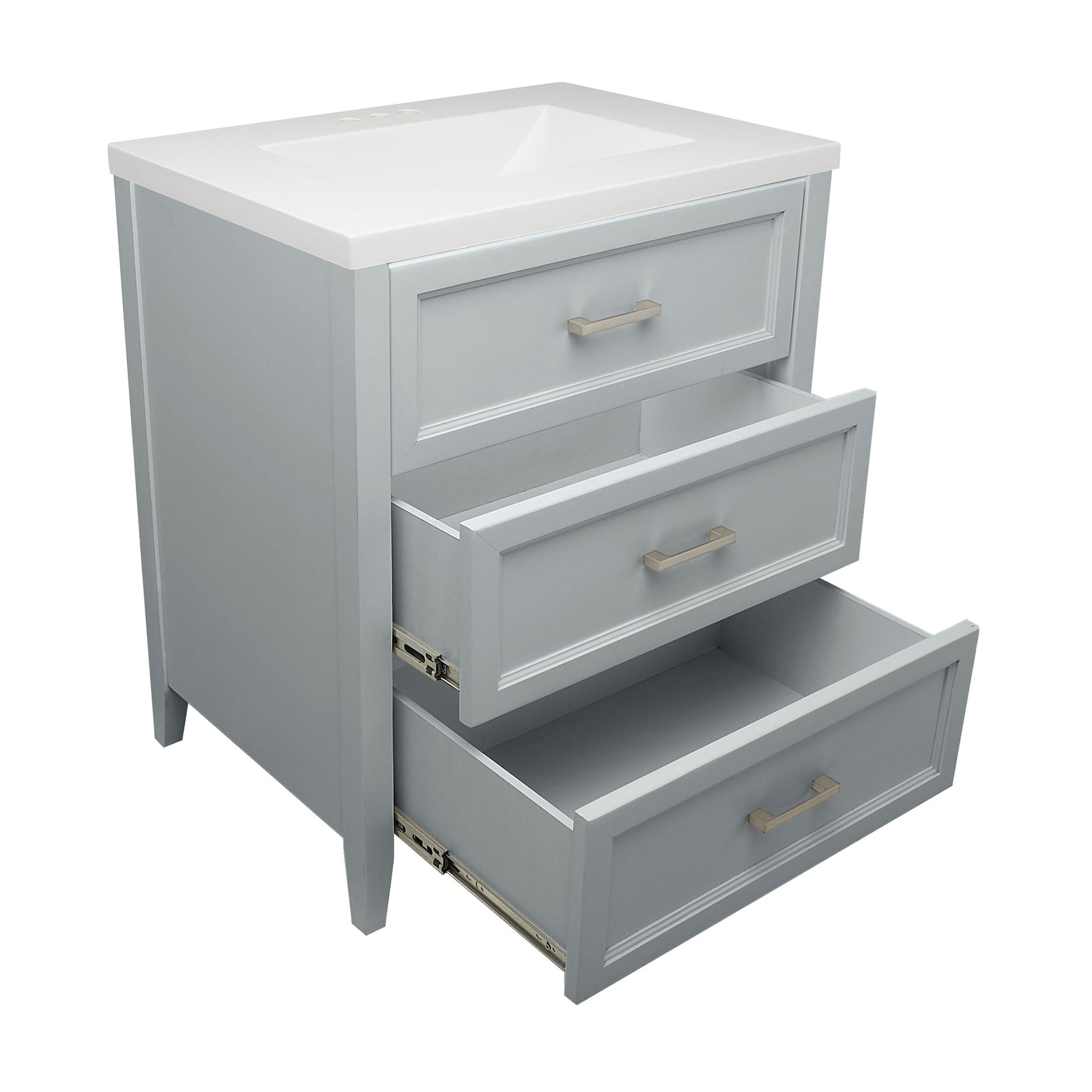 Ella's Bubbles Zermatt 31" Gray Bathroom Vanity With White Cultured Marble Top and Sink