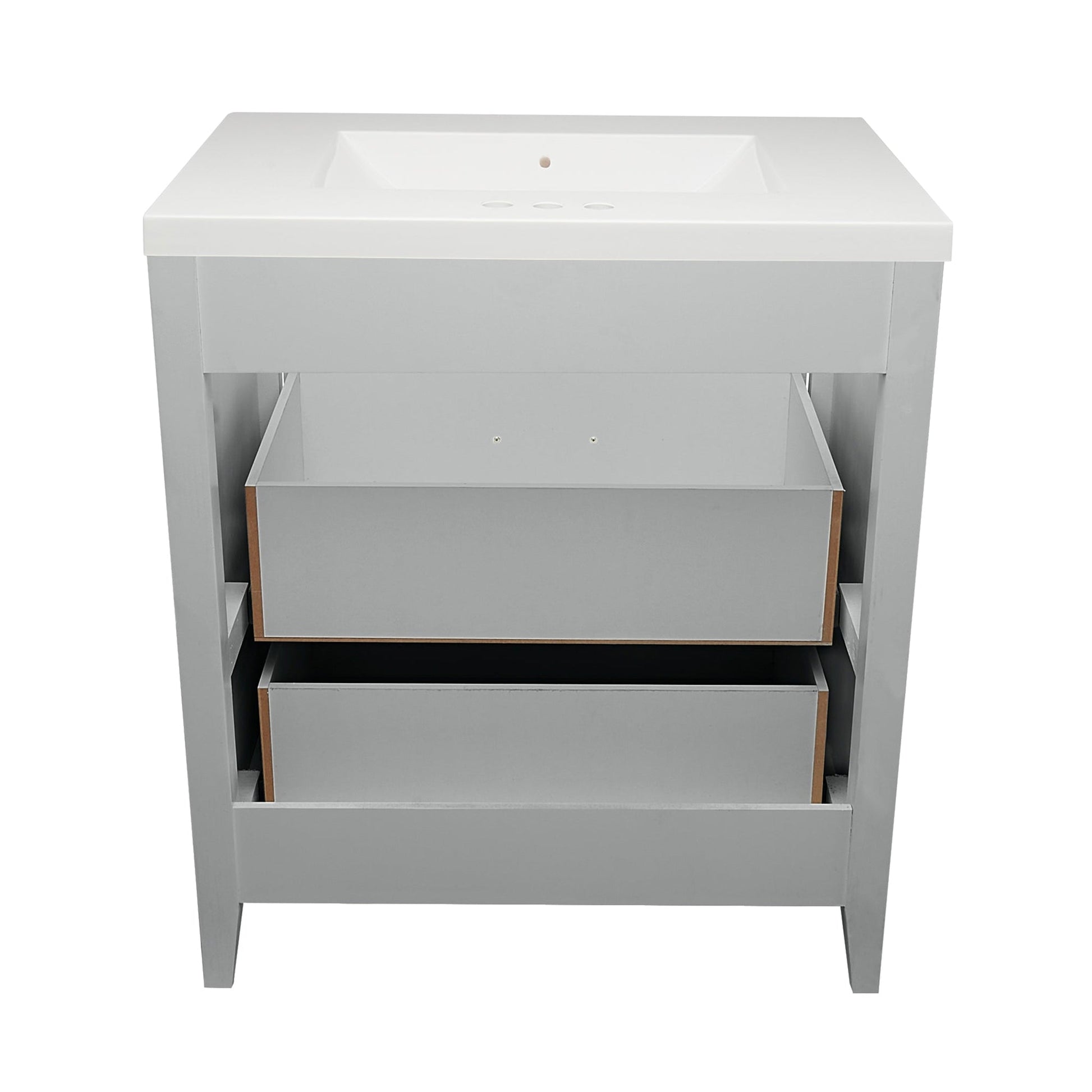 Ella's Bubbles Zermatt 31" Gray Bathroom Vanity With White Cultured Marble Top and Sink