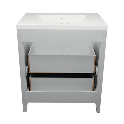 Ella's Bubbles Zermatt 31" Gray Bathroom Vanity With White Cultured Marble Top and Sink