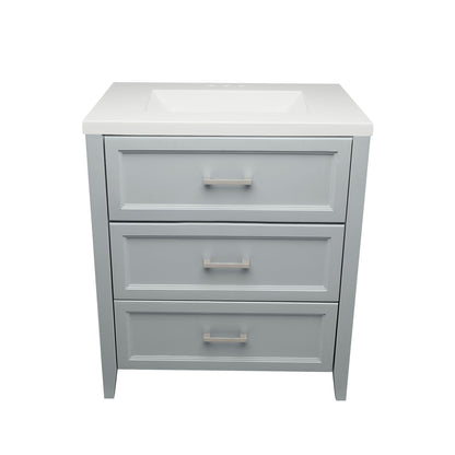 Ella's Bubbles Zermatt 31" Gray Bathroom Vanity With White Cultured Marble Top and Sink