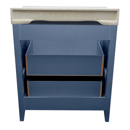 Ella's Bubbles Zermatt 31" Navy Blue Bathroom Vanity With White Cultured Marble Top With Backsplash and Sink