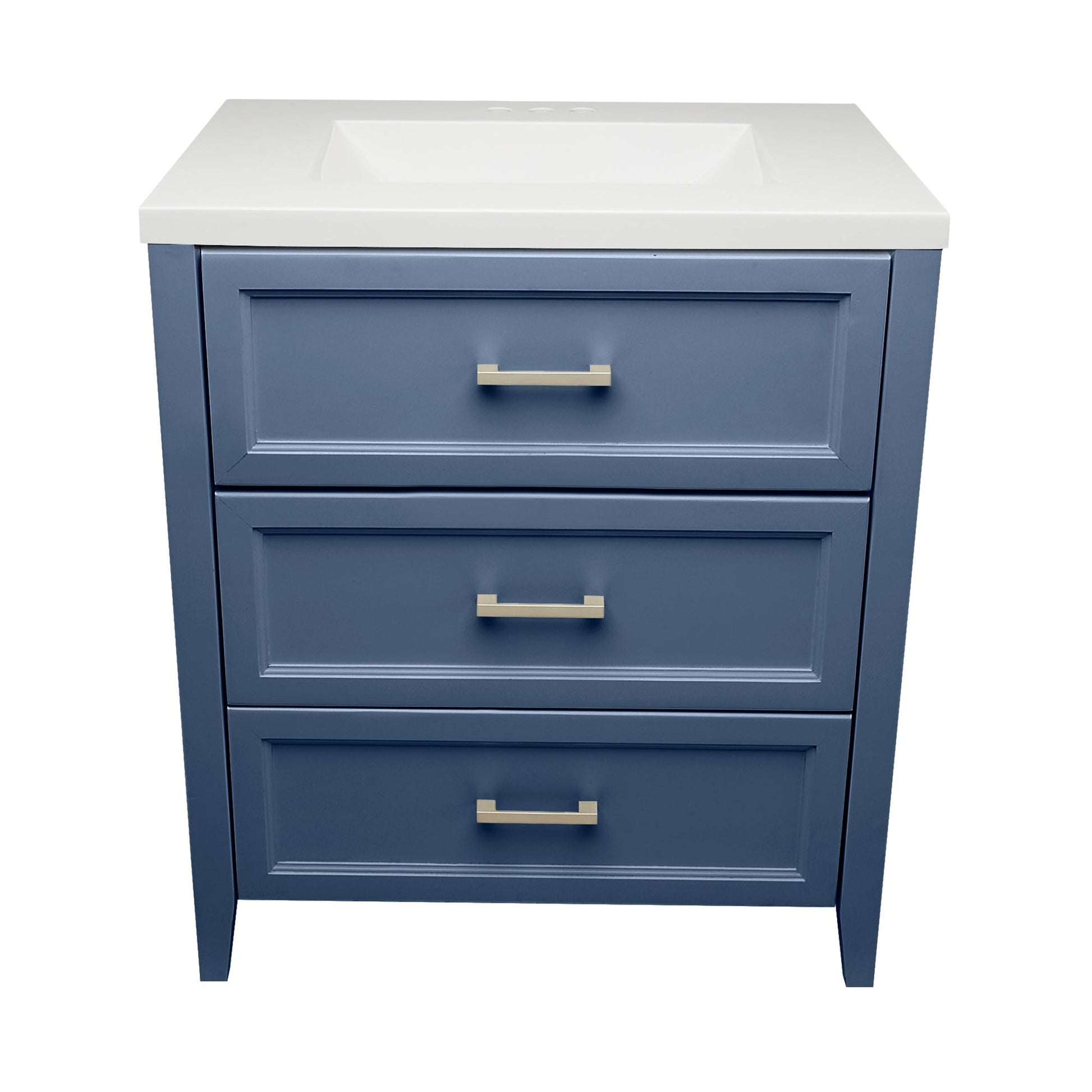 Ella's Bubbles Zermatt 31" Navy Blue Bathroom Vanity With White Cultured Marble Top and Sink