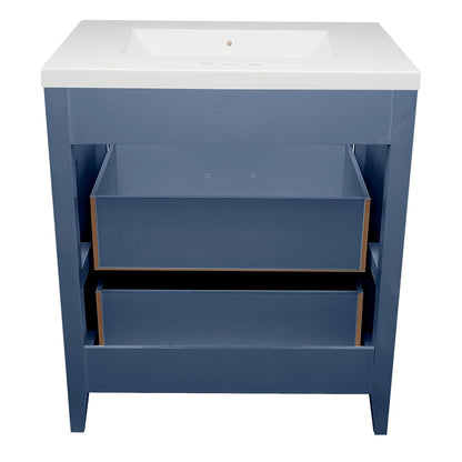 Ella's Bubbles Zermatt 31" Navy Blue Bathroom Vanity With White Cultured Marble Top and Sink