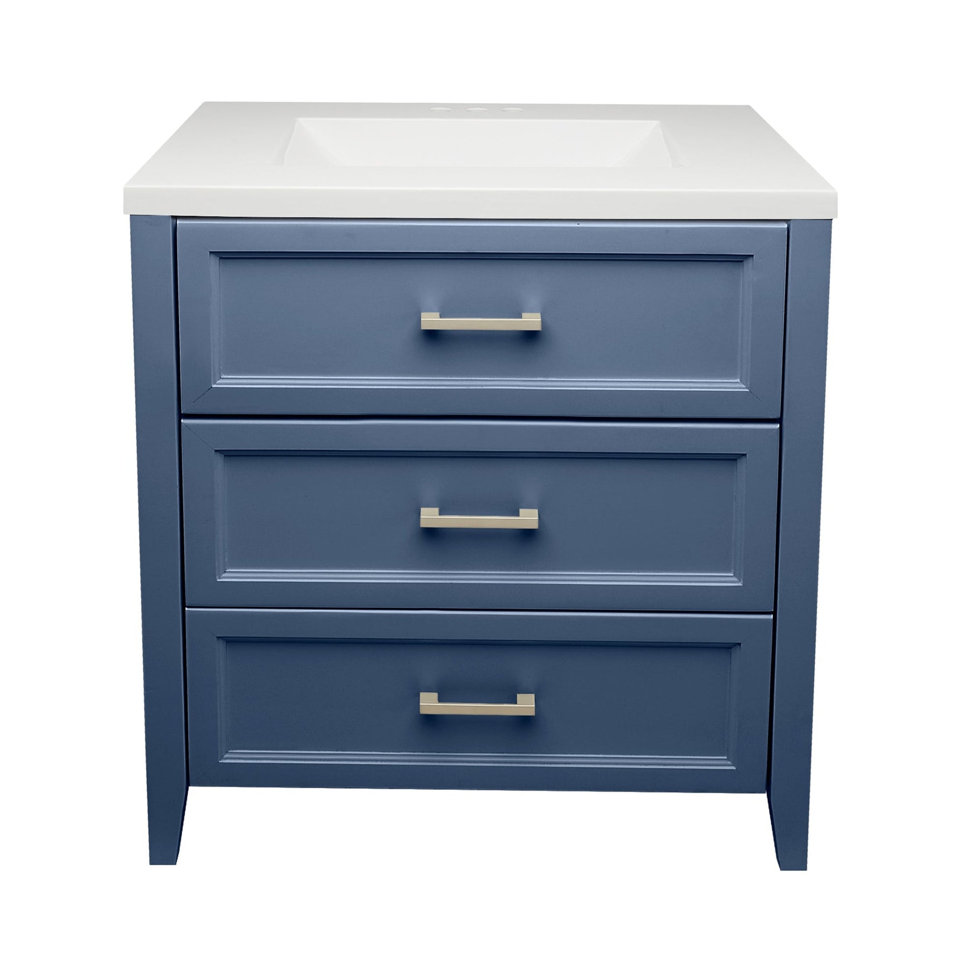 Ella's Bubbles Zermatt 31" Navy Blue Bathroom Vanity With White Cultured Marble Top and Sink