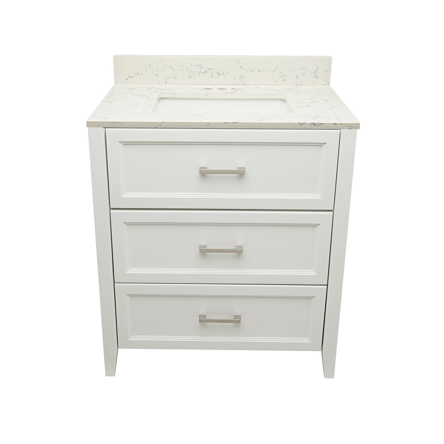 Ella's Bubbles Zermatt 31" White Bathroom Vanity With Lyra White Quartz Stone Top With Backsplash and Sink