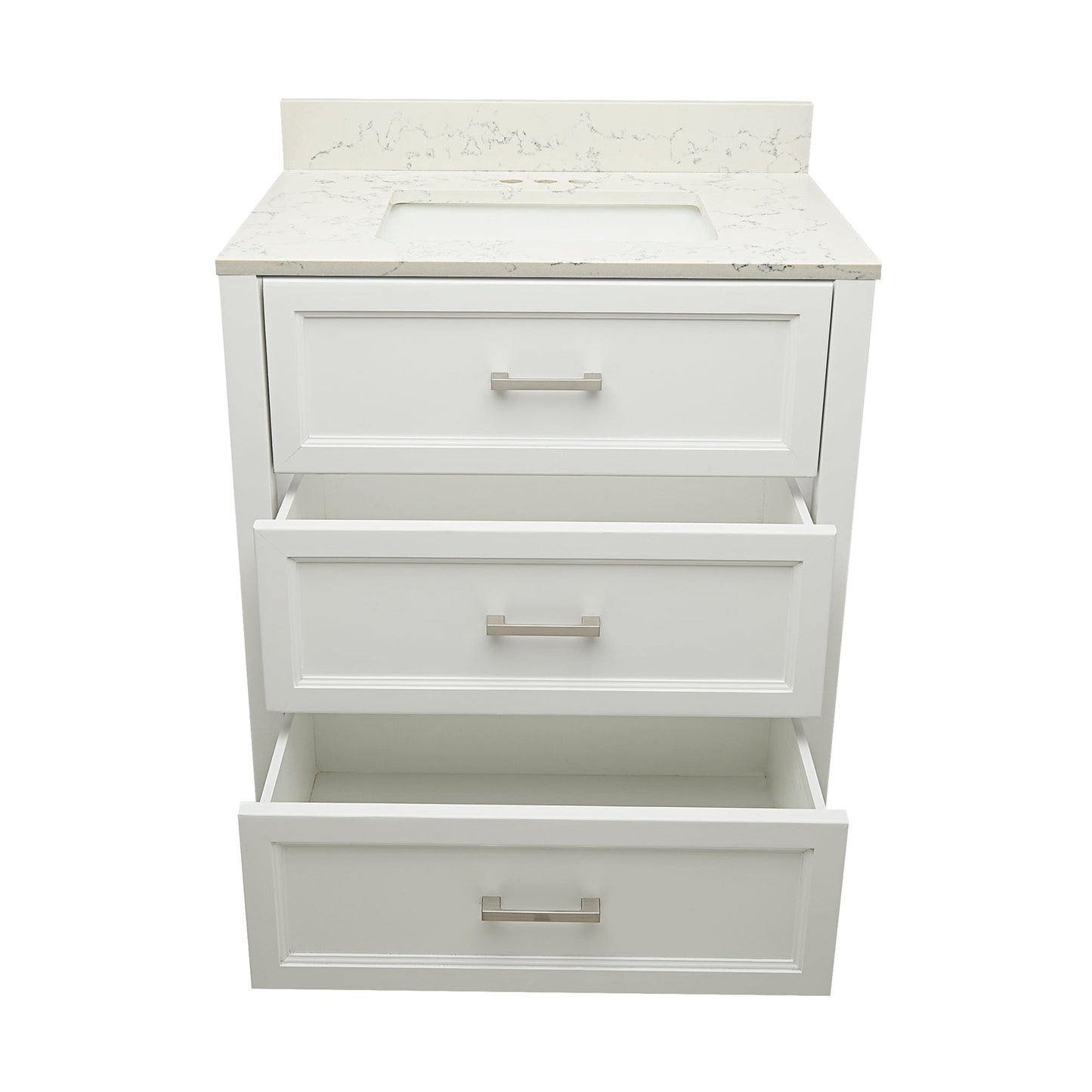 Ella's Bubbles Zermatt 31" White Bathroom Vanity With Lyra White Quartz Stone Top With Backsplash and Sink