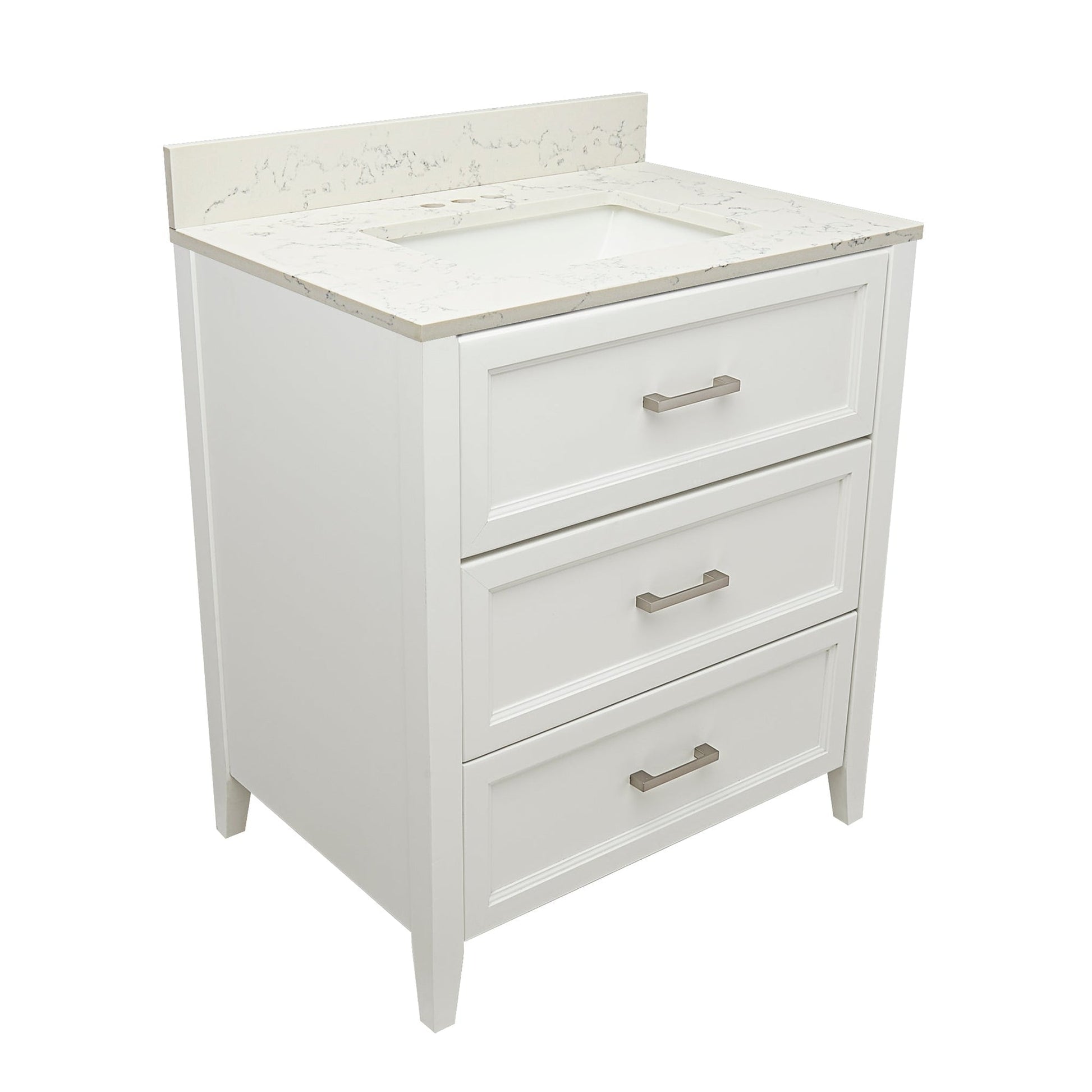 Ella's Bubbles Zermatt 31" White Bathroom Vanity With Lyra White Quartz Stone Top With Backsplash and Sink