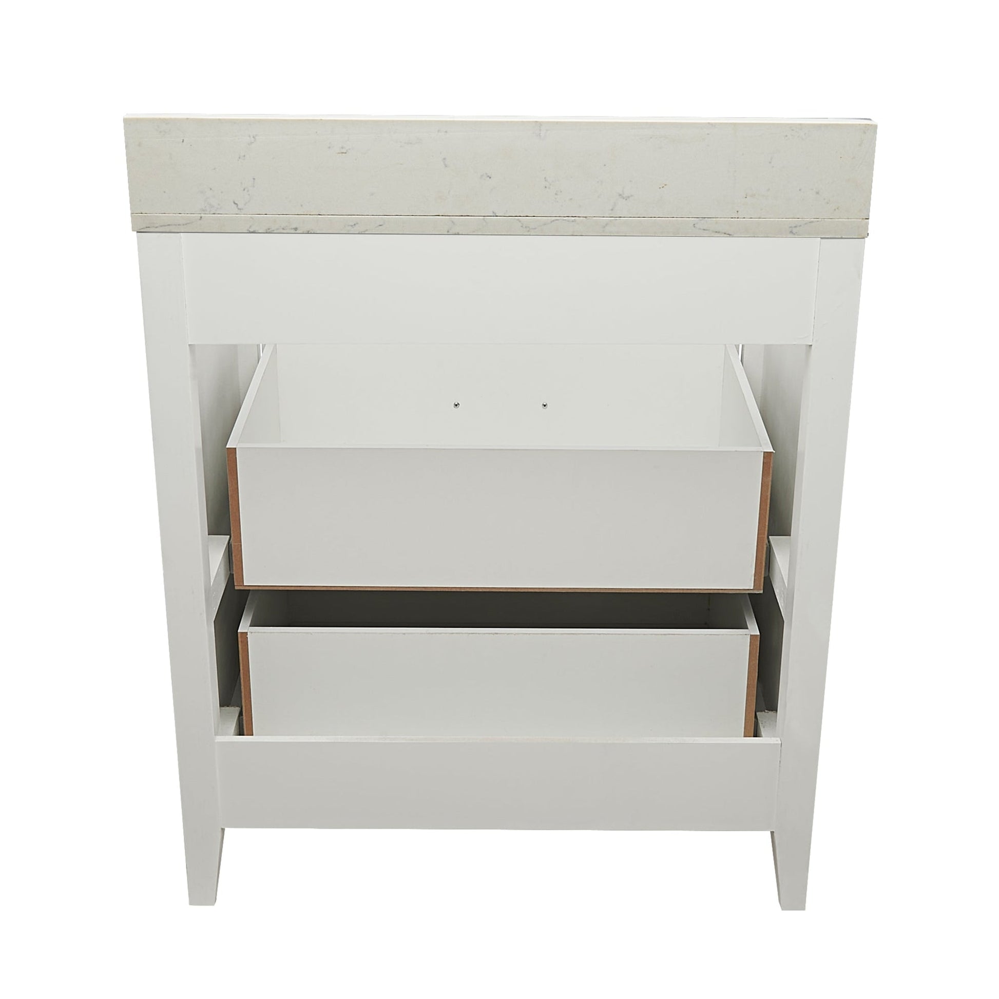 Ella's Bubbles Zermatt 31" White Bathroom Vanity With Lyra White Quartz Stone Top With Backsplash and Sink