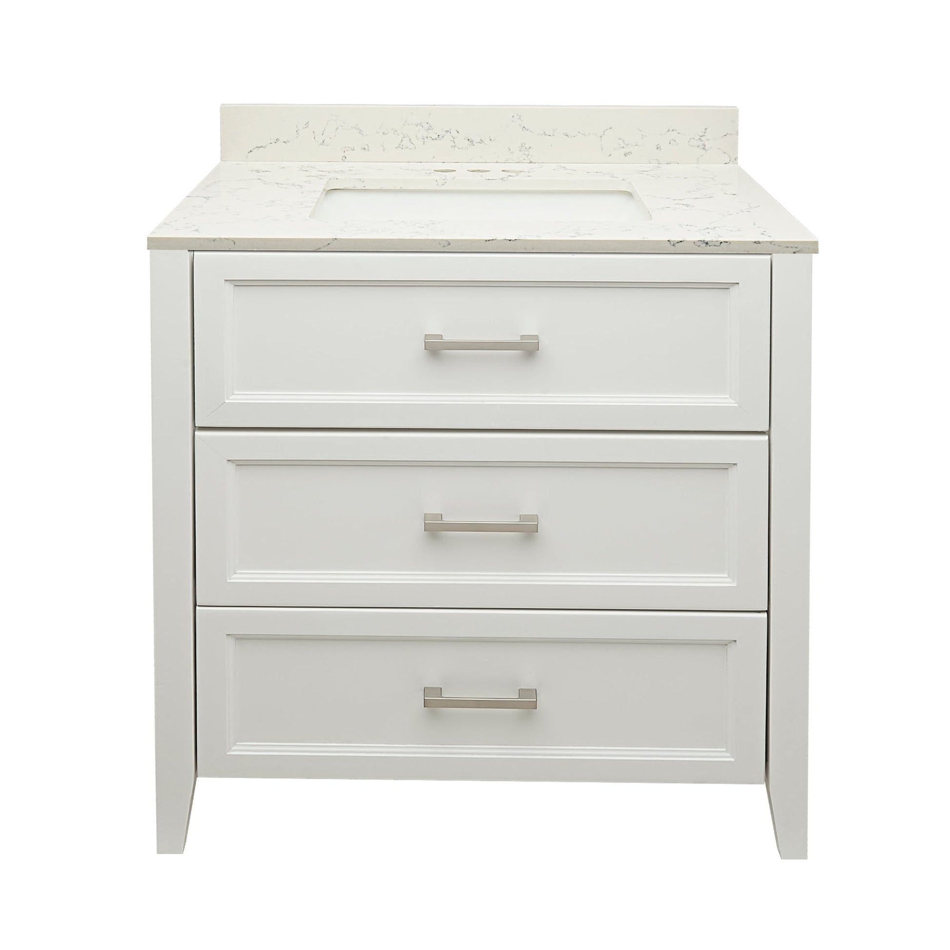 Ella's Bubbles Zermatt 31" White Bathroom Vanity With Lyra White Quartz Stone Top With Backsplash and Sink